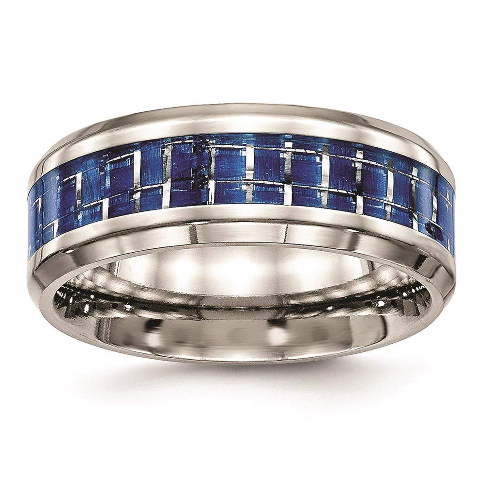 Premium Stainless Steel Blue & White Carbon Fiber Inlay Ring - Elegant Fine Jewelry Gift for Women - Perfect for Anniversaries, Birthdays & Special Occasions