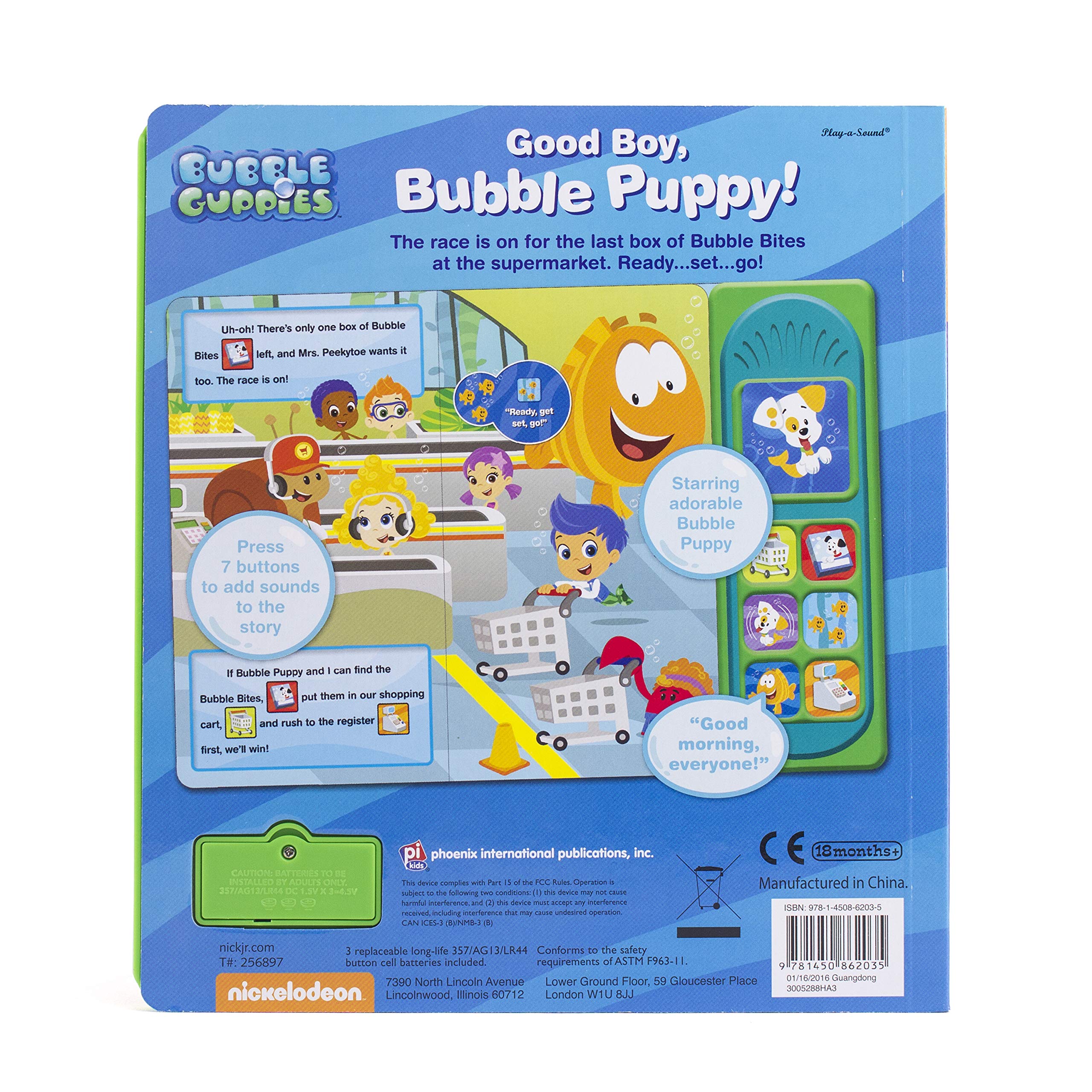 Nickelodeon Bubble Guppies Interactive Sound Book - Good Boy, Bubble Puppy! PI Kids Play-a-Sound Children's Educational Toy - Perfect for Storytime, Preschool Learning & Toddler Bedtime Reading