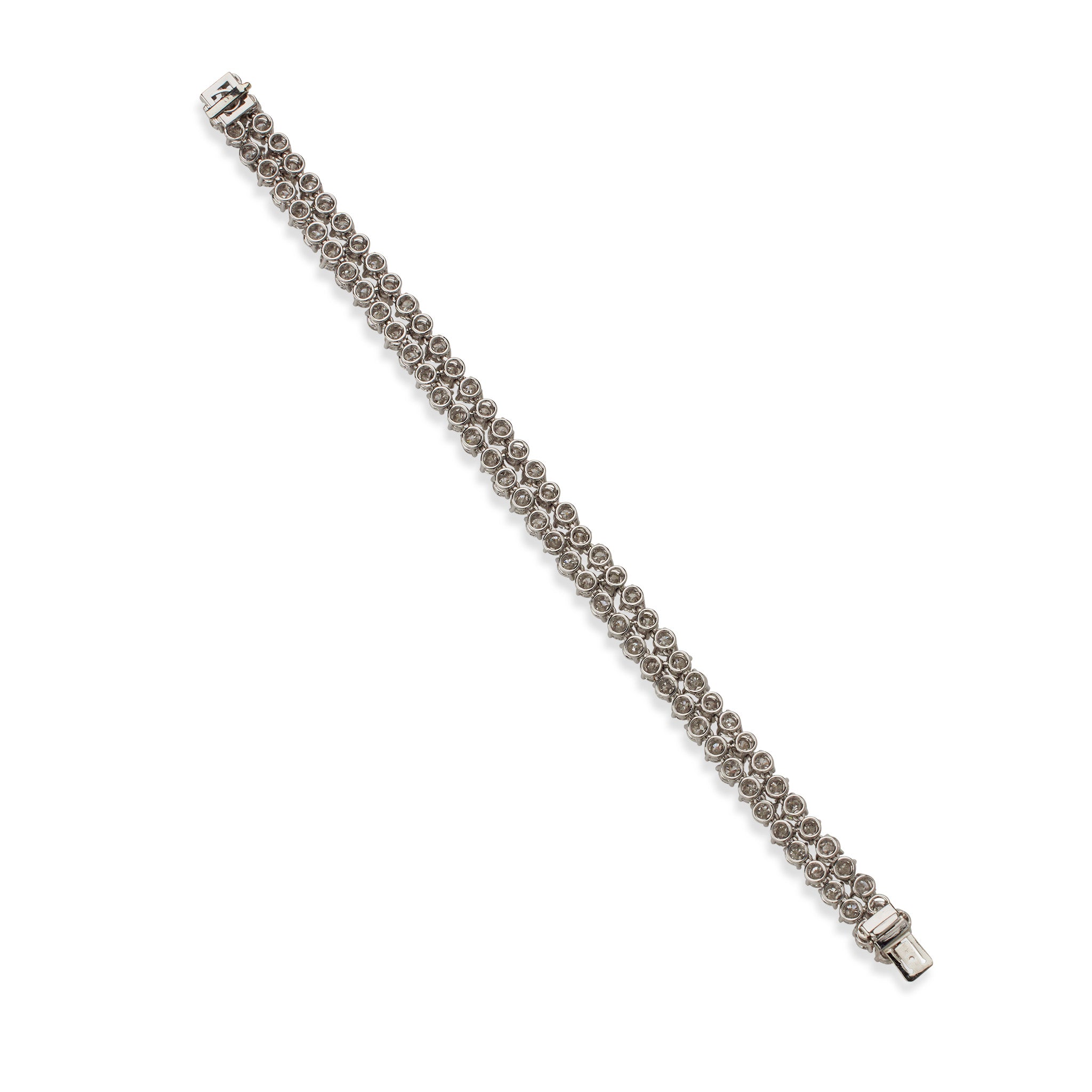 French Platinum and Diamond Double Line Bracelet - Luxury Bijouterie Bouchet Jewelry for Women | Perfect for Weddings, Anniversaries & Special Occasions