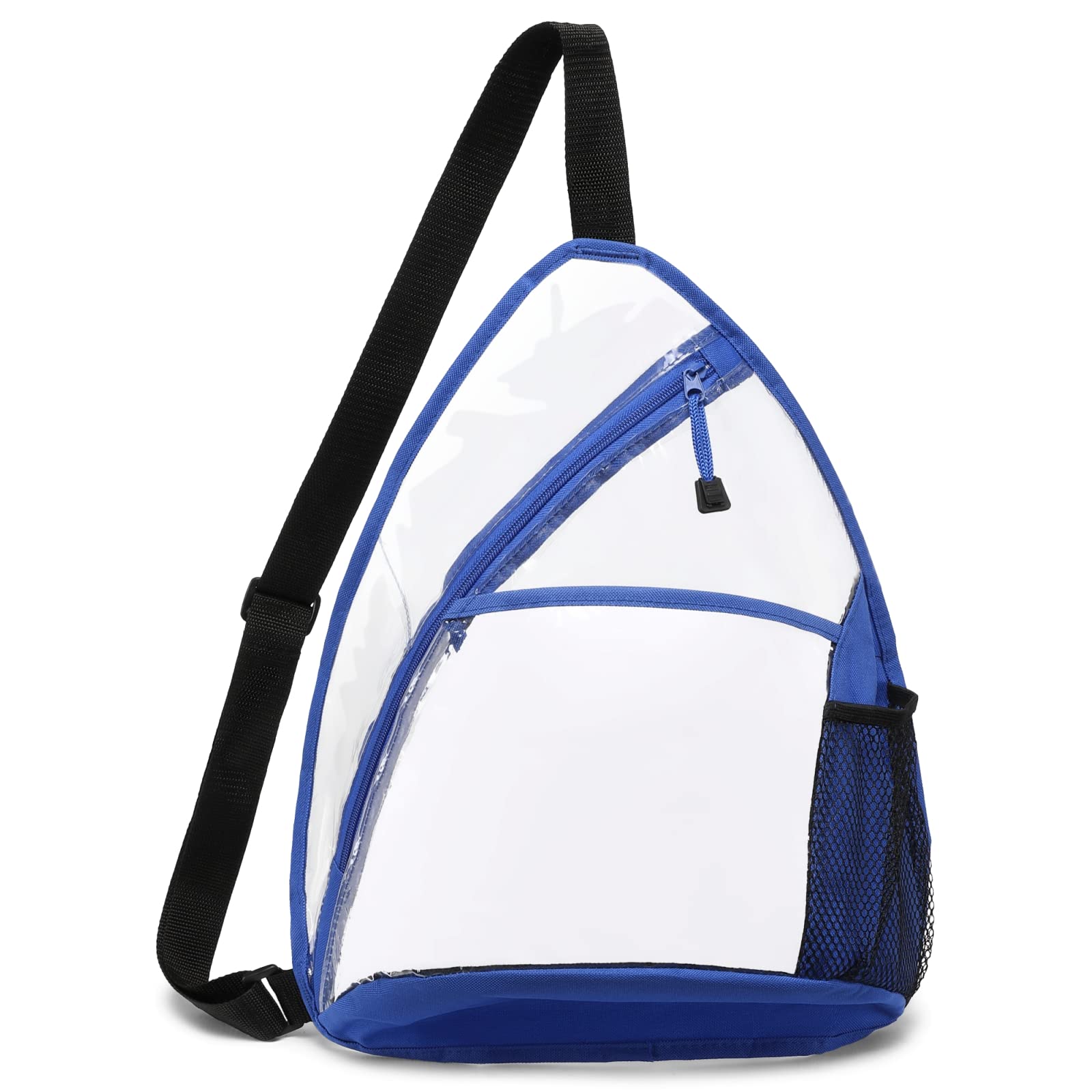 Clear Sling Bag - Stadium Approved PVC Crossbody Shoulder Backpack for Men & Women | Adjustable Strap Transparent Chest Daypack | Perfect for Outdoor Travel, Concerts & Sporting Events (Blue)