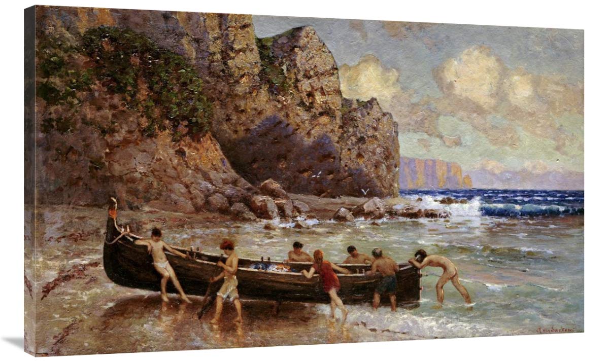 44 in. On The Beach After The Storm Art Print by Alexander Von Suckow - Coastal Wall Decor for Living Room, Bedroom & Office - Stormy Beach Landscape Painting