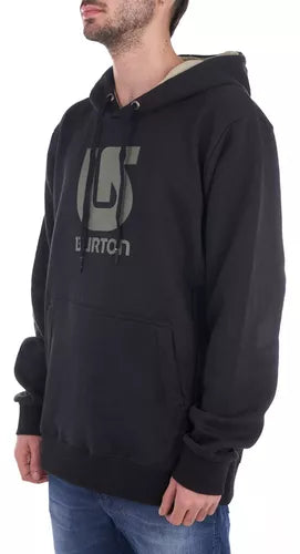 Burton Unisex Pullover Hoodie - Black & Royal Blue | Cozy Fleece Lining for Outdoor Adventures & Casual Wear