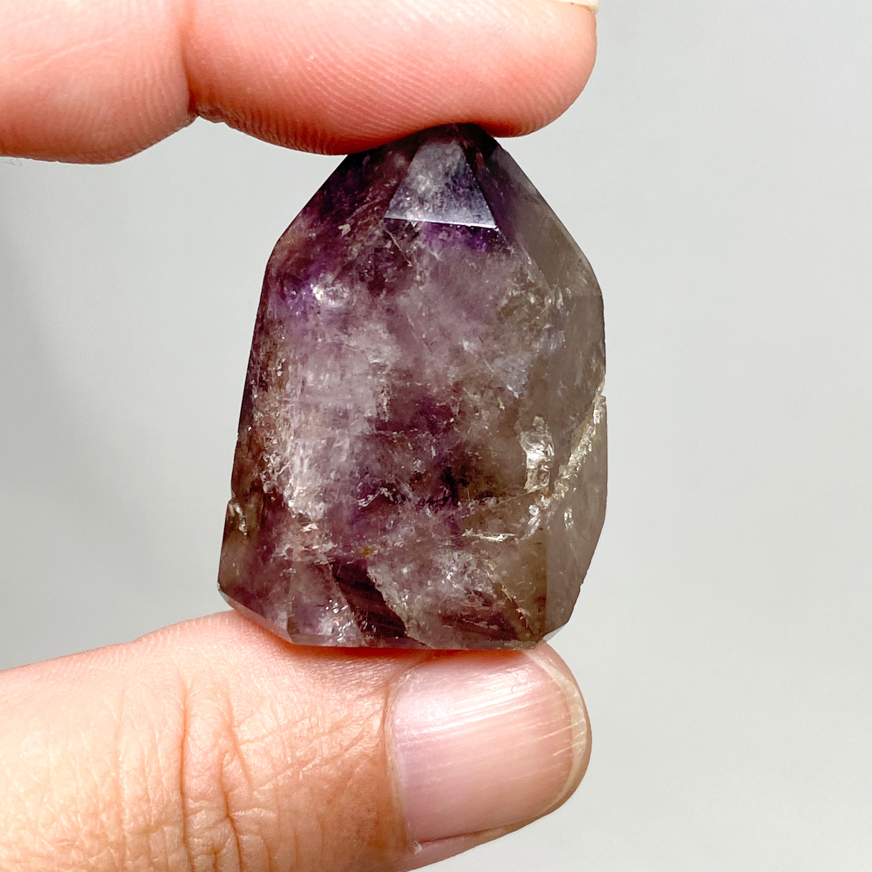Natural Smokey Amethyst & Clear Quartz Crystal Point - Healing Stone for Meditation, Energy Work & Home Decor (CR3439)