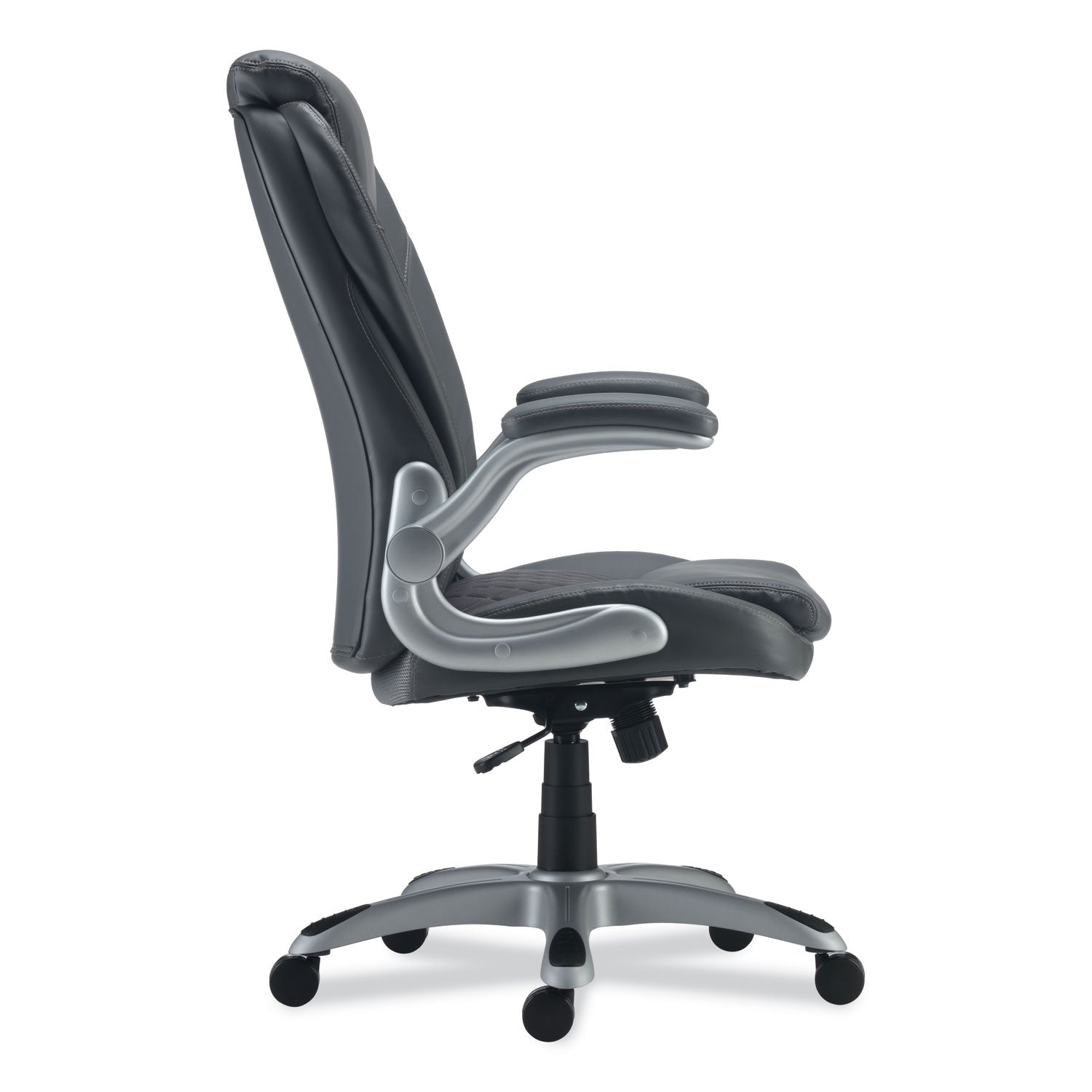 Alera Leithen Bonded Leather Midback Office Chair - 275 lb Weight Capacity, Gray Seat & Back, Silver Base - Ergonomic Support for Home & Office Workspaces