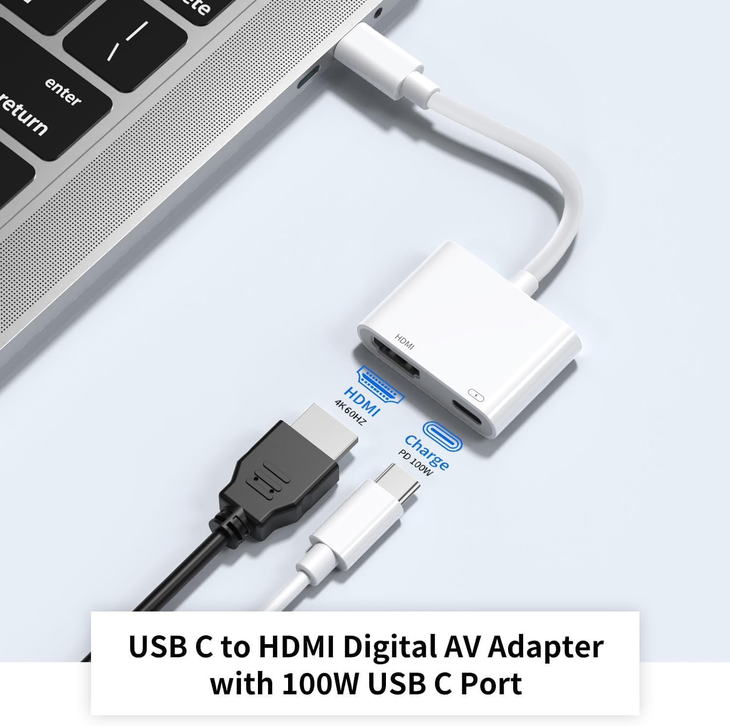Apple MFi Certified USB-C to HDMI Adapter 4K@60Hz - Compatible with iPhone 16/15, MacBook Pro/Air, iPad Pro & Samsung Galaxy S24 - Digital AV HDMI 2.0 Cable for Home Theater, Office Presentations & Gaming