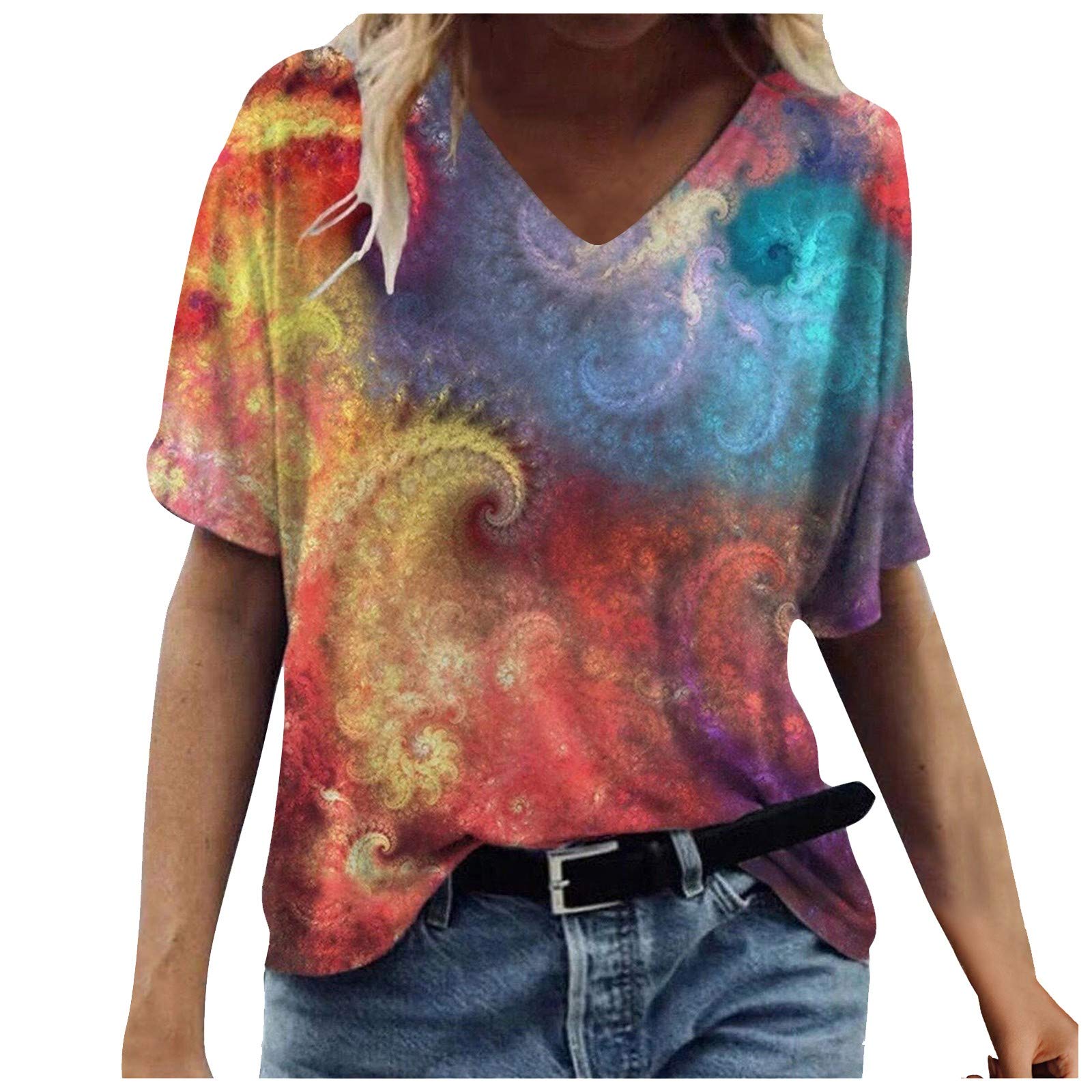 Women's Summer Short Sleeve Printed T-Shirts - Casual Tunic Blouse & Tank Tops for Everyday Wear - Perfect for Beach, Office, and Weekend Outings