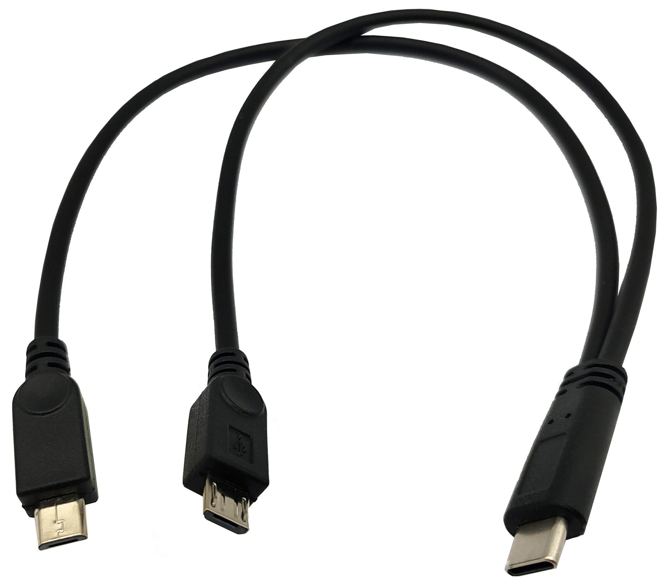 Qaoquda USB C Splitter Charge Cable - 1 Foot USB Type C Male to Dual Micro USB Male Y Cable for Fast Charging | Compatible with Phones, Tablets, Power Banks | Only for Charging (Type C to 2 Micro USB)