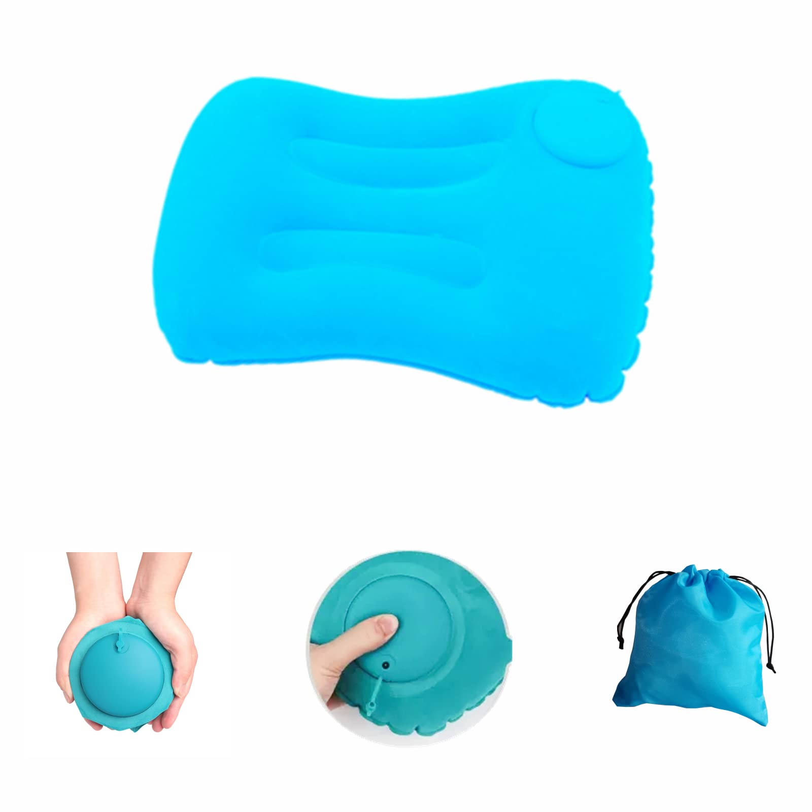 KEKETAKE 2 Pack Inflatable Camping Pillow - Ultra Lightweight & Compact Travel Pillow for Backpacking, Hiking, Airplane - Comfortable Sleep Support for Outdoor Adventures (Azure)