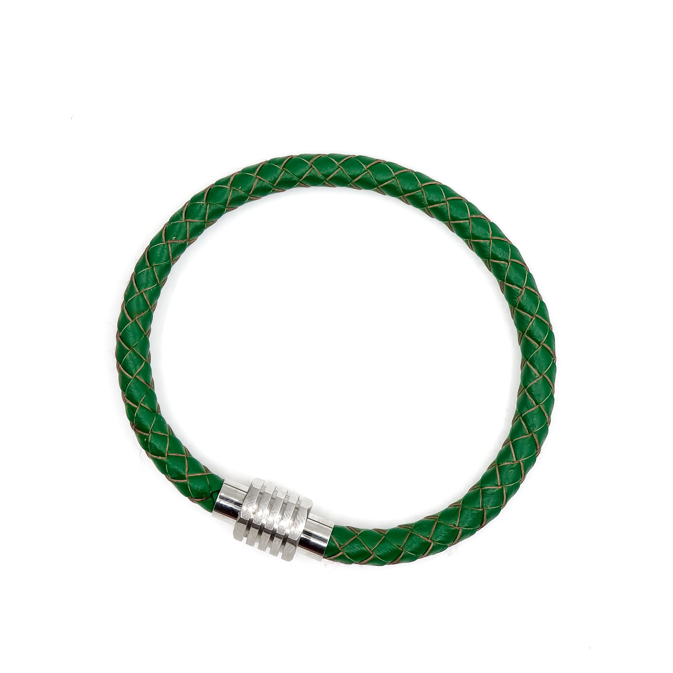 ROMALI Green Leather Magnetic Bracelet for Men & Women - Adjustable Healing Bracelet for Pain Relief & Improved Circulation - Stylish Unisex Fashion Accessory for Daily Wear & Wellness