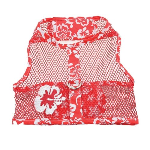 Cool Mesh Dog Harness with Hawaiian Hibiscus Print - Breathable & Adjustable Pet Vest for Small & Medium Dogs - Perfect for Walks, Hiking & Outdoor Adventures