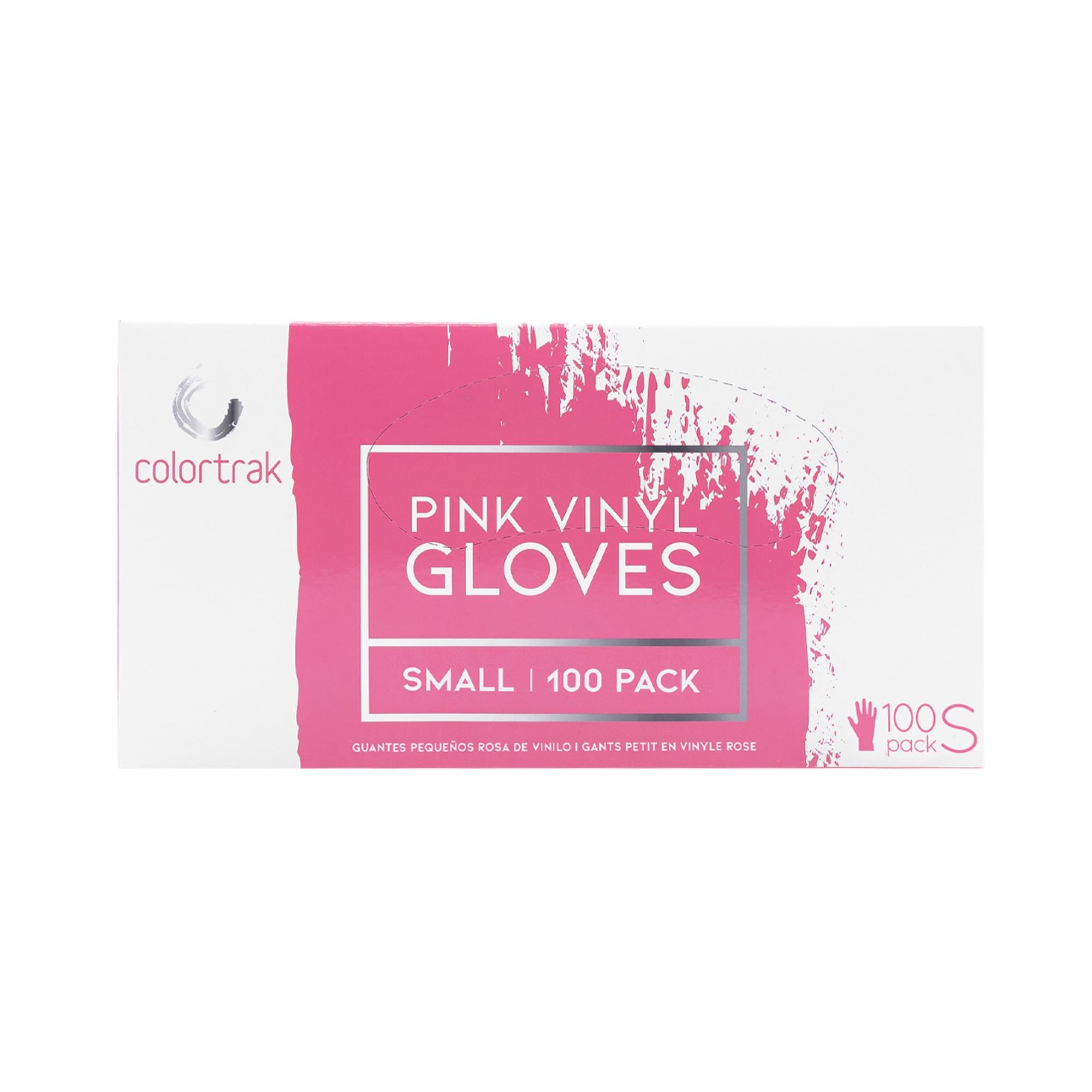 Colortrak Pink Disposable Vinyl Gloves - 100 Count Box | Food Service, Cleaning, Medical Exam Use