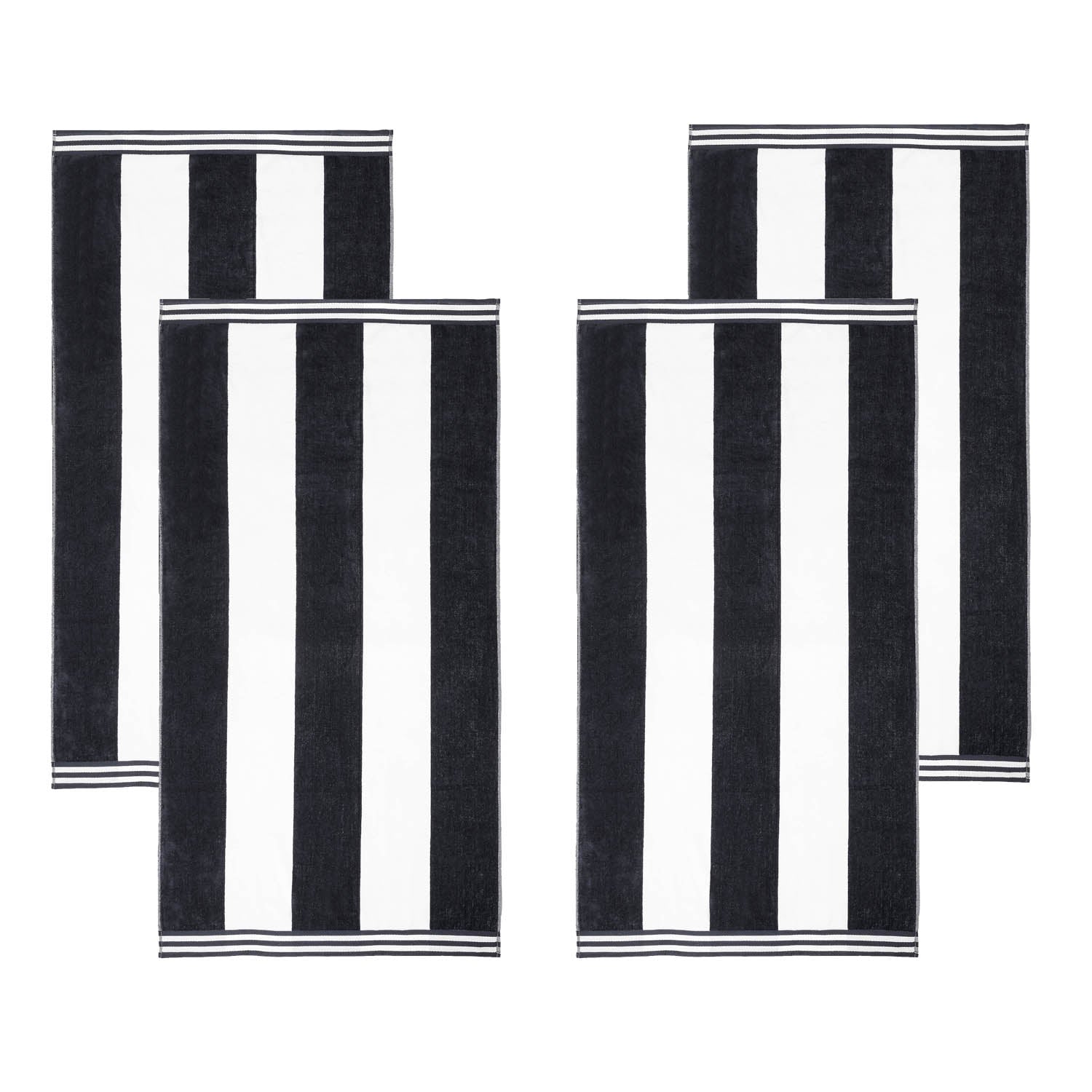 Premium Cabana Stripe Oversized Cotton Beach Towel Set of 2, 4, or 6 - Soft, Absorbent & Quick-Drying for Pool, Beach, Vacation & Spa Use