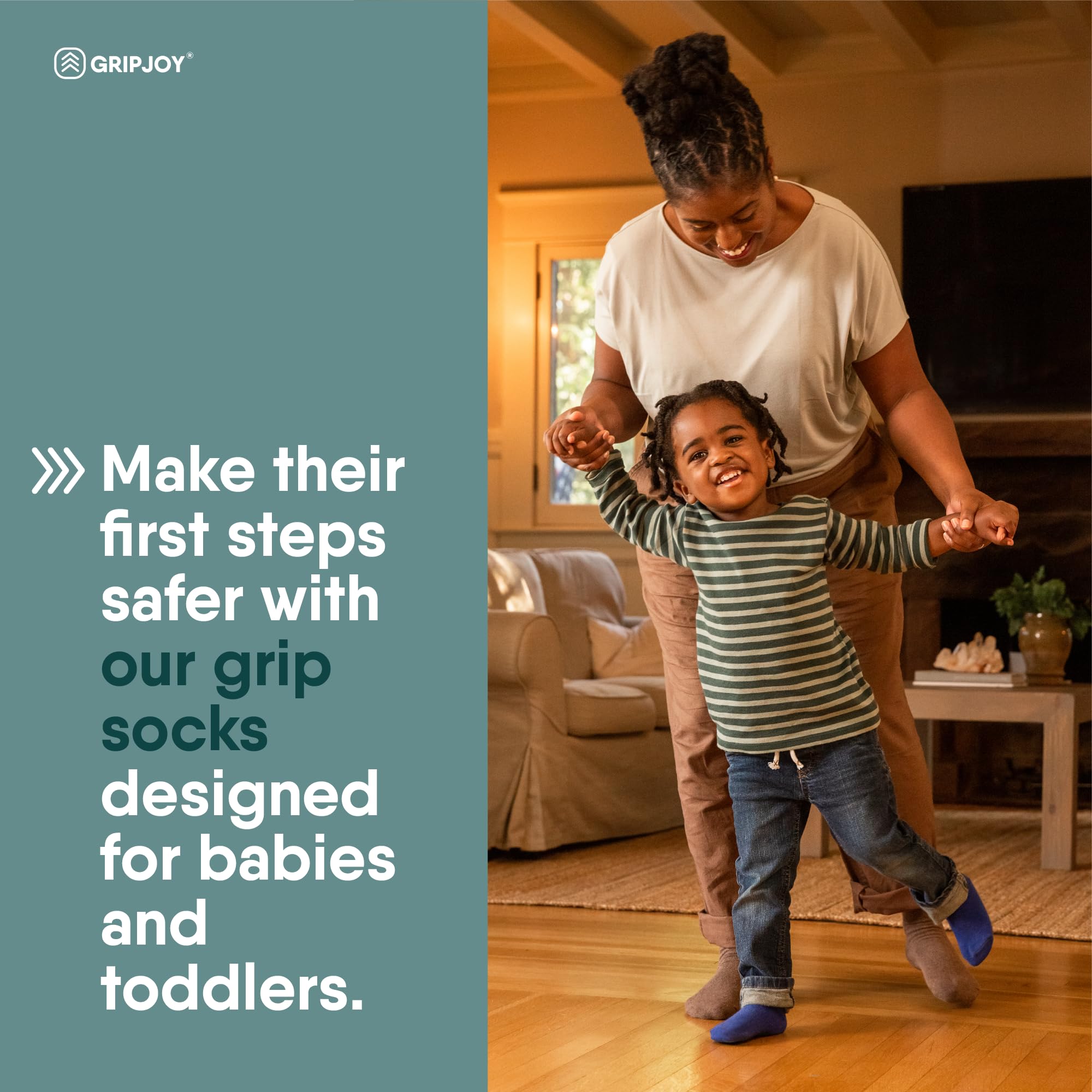 Gripjoy Non-Slip Toddler Socks with Grippers - 4 Pairs Anti-Skid Baby Socks for Boys & Girls - Perfect for Playtime, Daycare & Learning to Walk