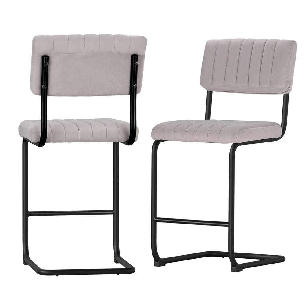 Velvet Upholstered Bar Stools Set of 2 - Modern Counter Height Swivel Stools for Kitchen Island, Breakfast Bar & Home Decor