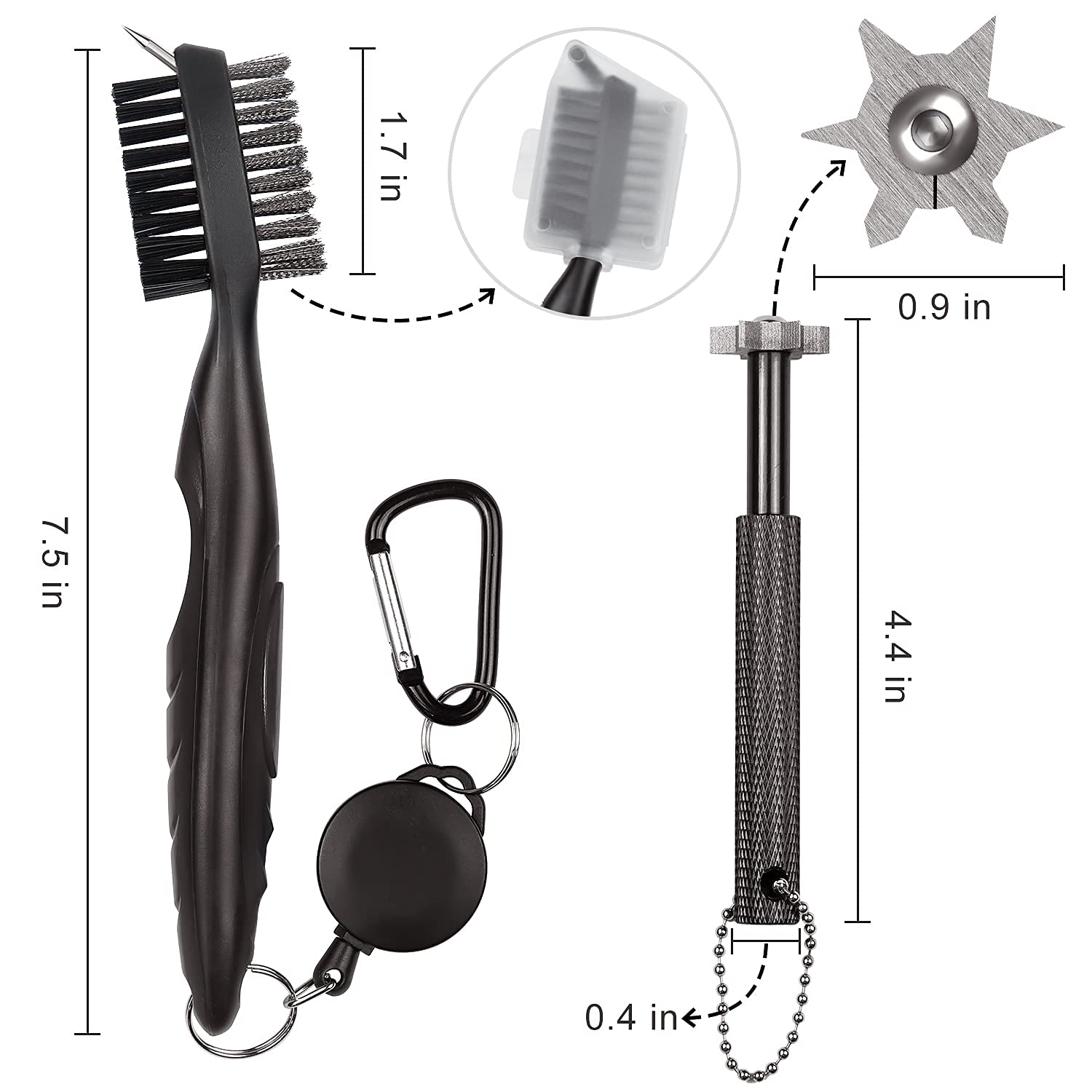 Premium Golf Club Cleaner Set - Golf Towel, Club Brush, Groove Sharpener & Divot Repair Tool with Pouch Bag | Complete Golf Accessories Kit for Men | Perfect for Course Maintenance & Ball Cleaning