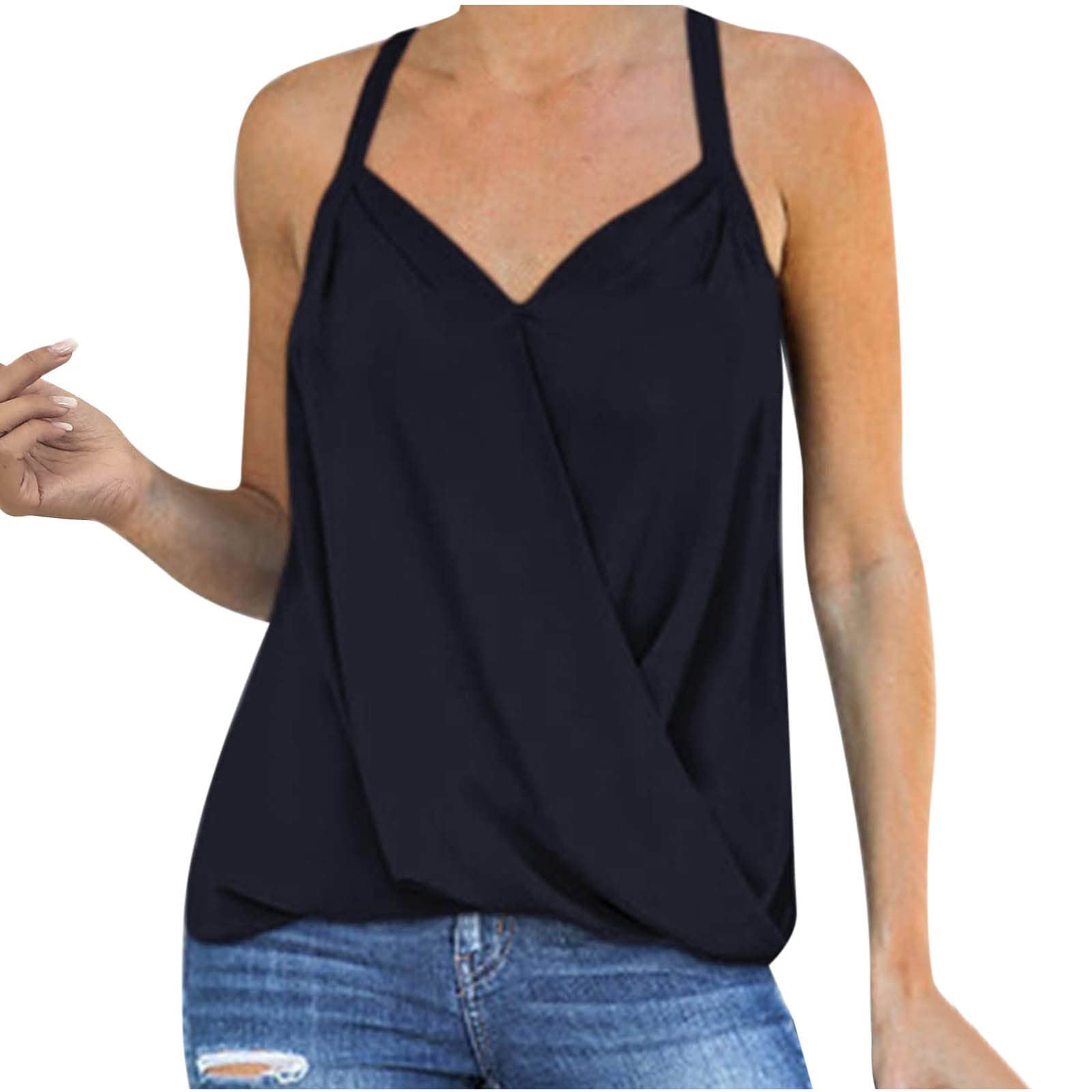 Trendy Women's Tank Tops - Solid Color V-Neck Sleeveless Blouse & Casual Sling Tops for Summer, Gym, Beach & Everyday Wear