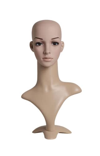 Stylish Female Plastic Mannequin Head with Sturdy Base - 19