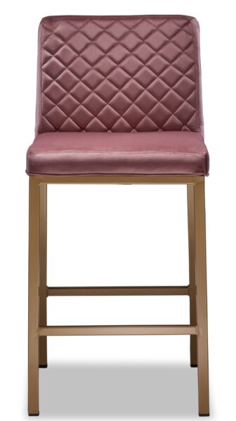 Acie Counter Height Bar Stool - Rose Dust Upholstered Seat, Adjustable Height for Kitchen Island, Breakfast Nook & Home Bar - Modern Dining Furniture for Small Spaces