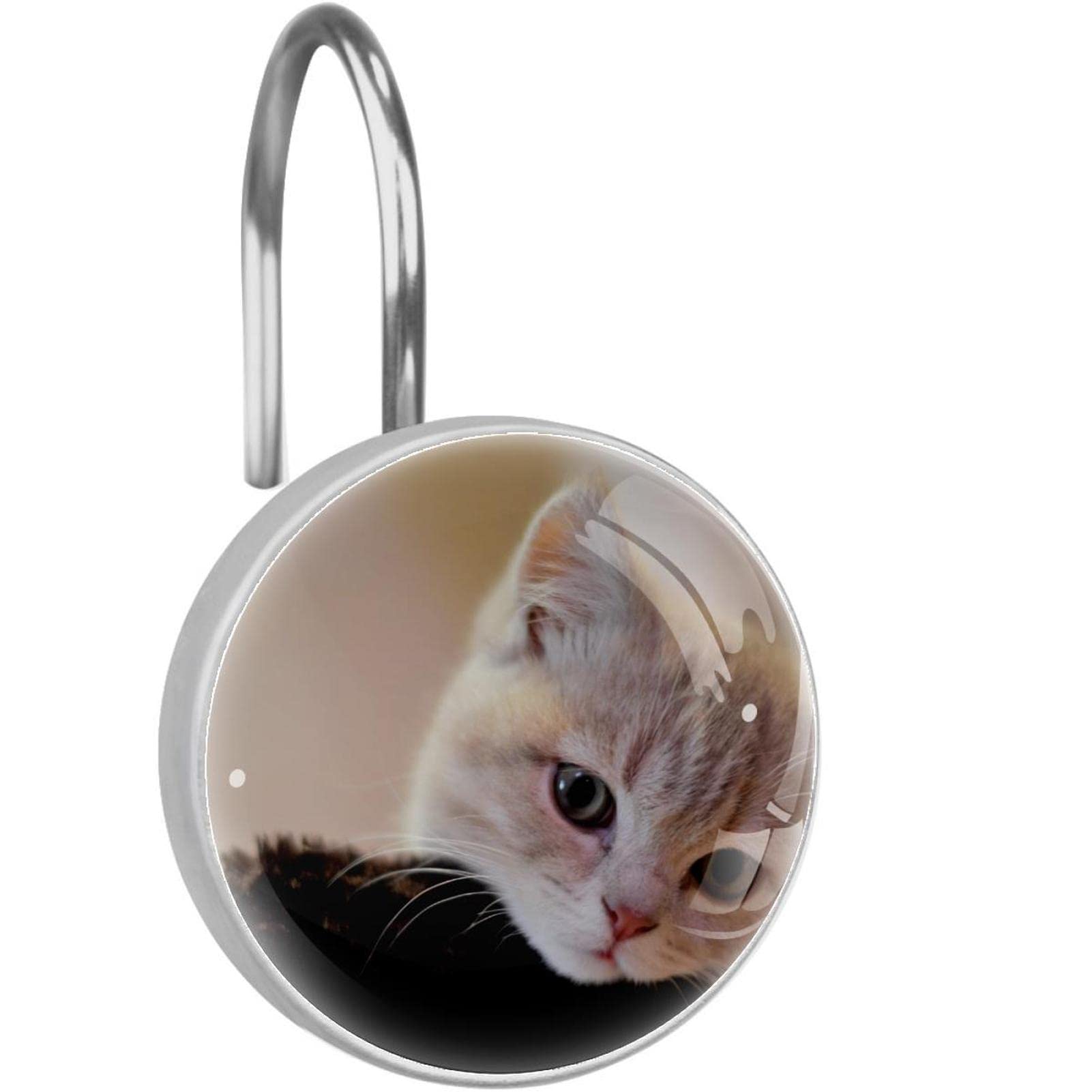 Stylish Cat-Themed Shower Curtain Hooks - Decorative Bathroom Accessories for Pet Lovers - Perfect for Themed Bathrooms, Kids' Rooms & Cat-Themed Decor
