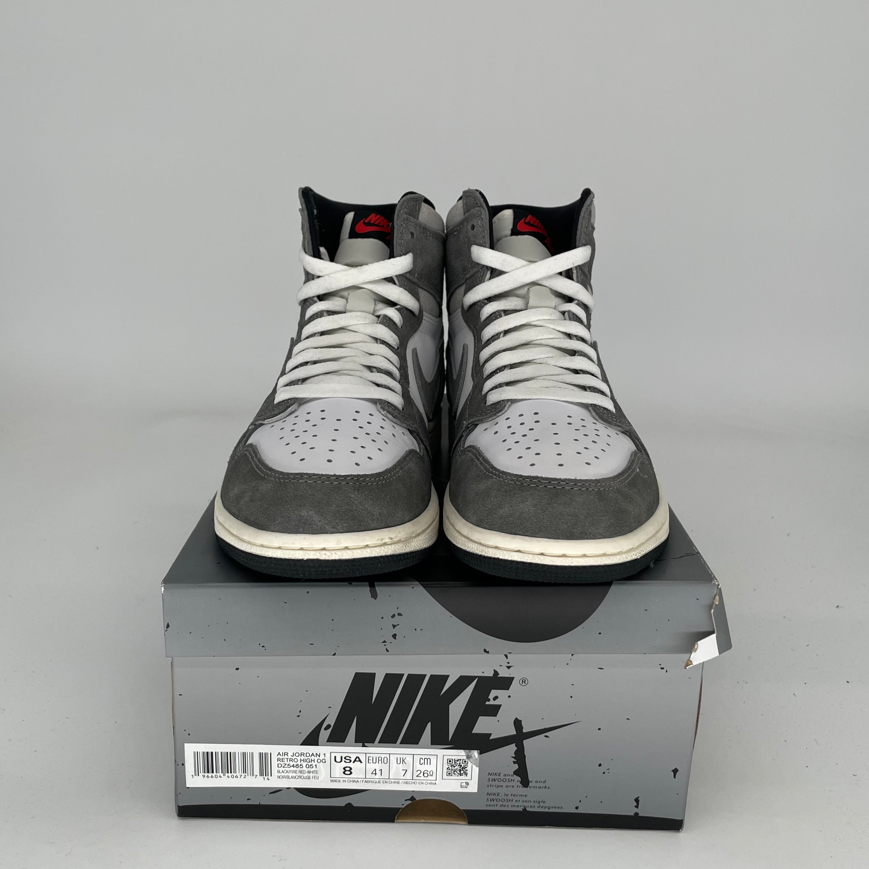 Original Air Jordan 1 Washed Black Men's Basketball Shoes Size 8 (DZ5485-051) - Retro High Tops for Sneaker Collectors & Streetwear Fashion