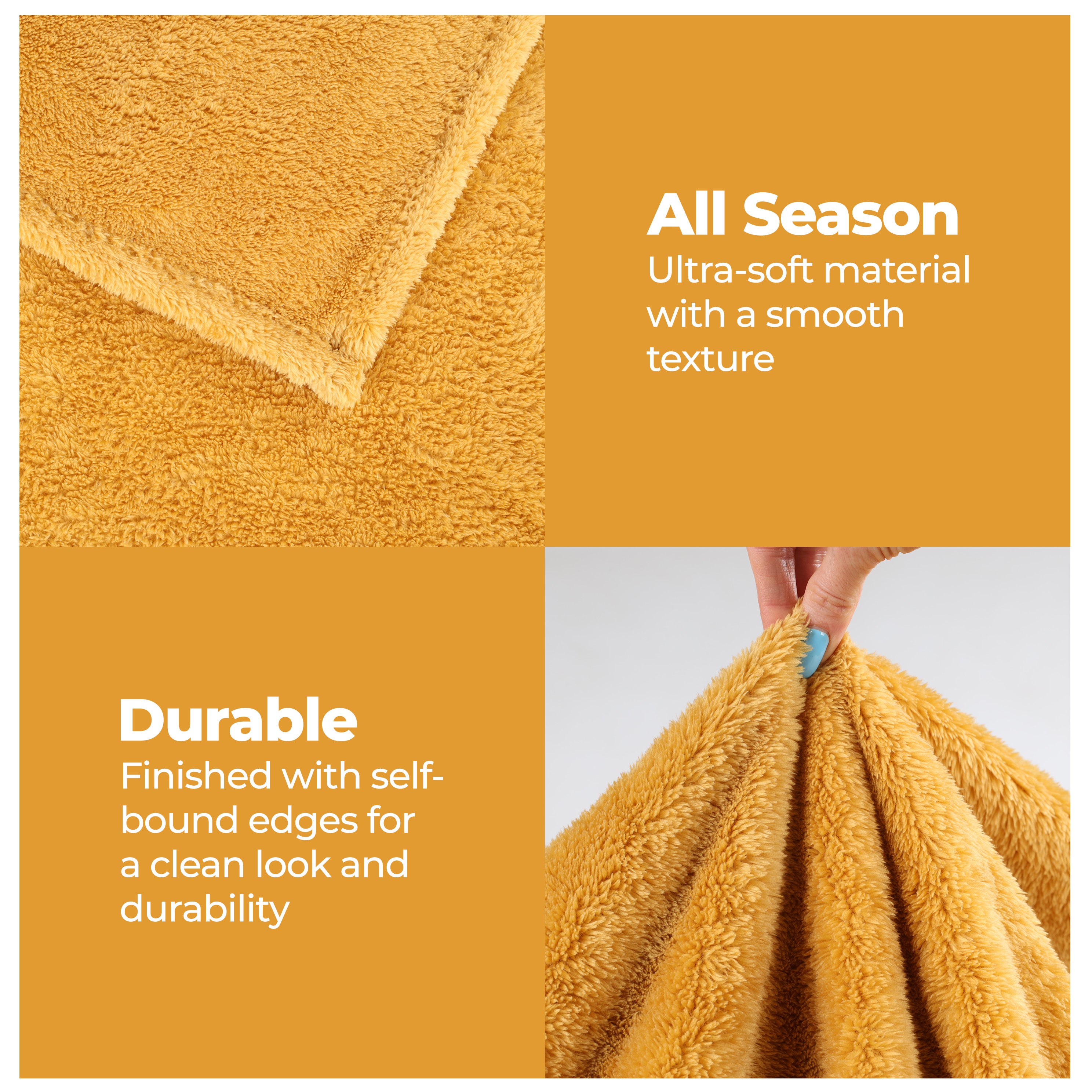 Classic Solid Fleece Plush Medium Weight Fluffy Soft Blanket - Cozy & Warm for Bed, Sofa, Travel & Gifts | Ultra-Soft Throw Blanket for All Seasons