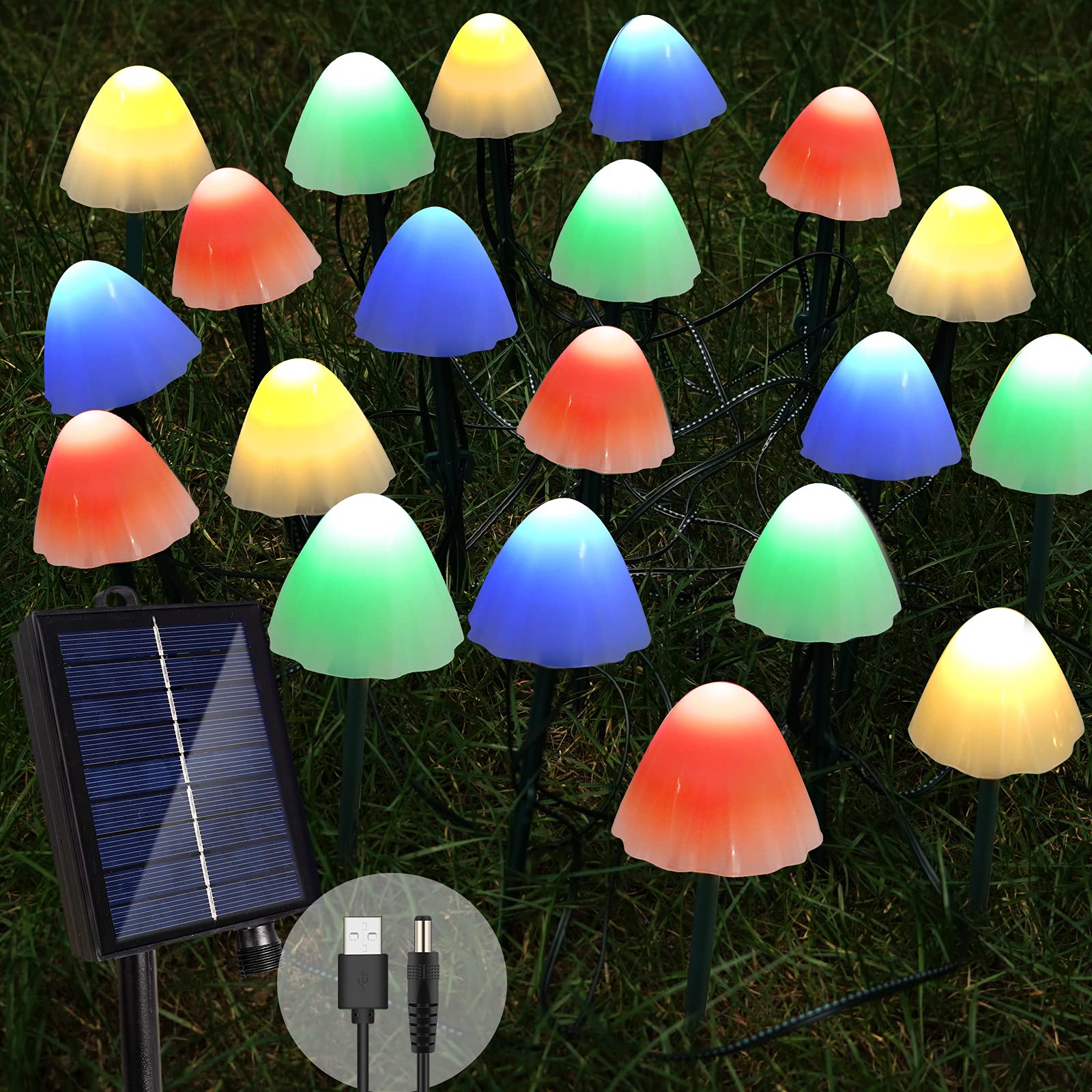 Solar Powered Mushroom Lights - 15 LED Outdoor Waterproof Solar String Lights for Garden, Yard, Patio, Christmas & Pathway Decor | Perfect for Backyard Parties, Wedding Decorations & Landscape Lighting