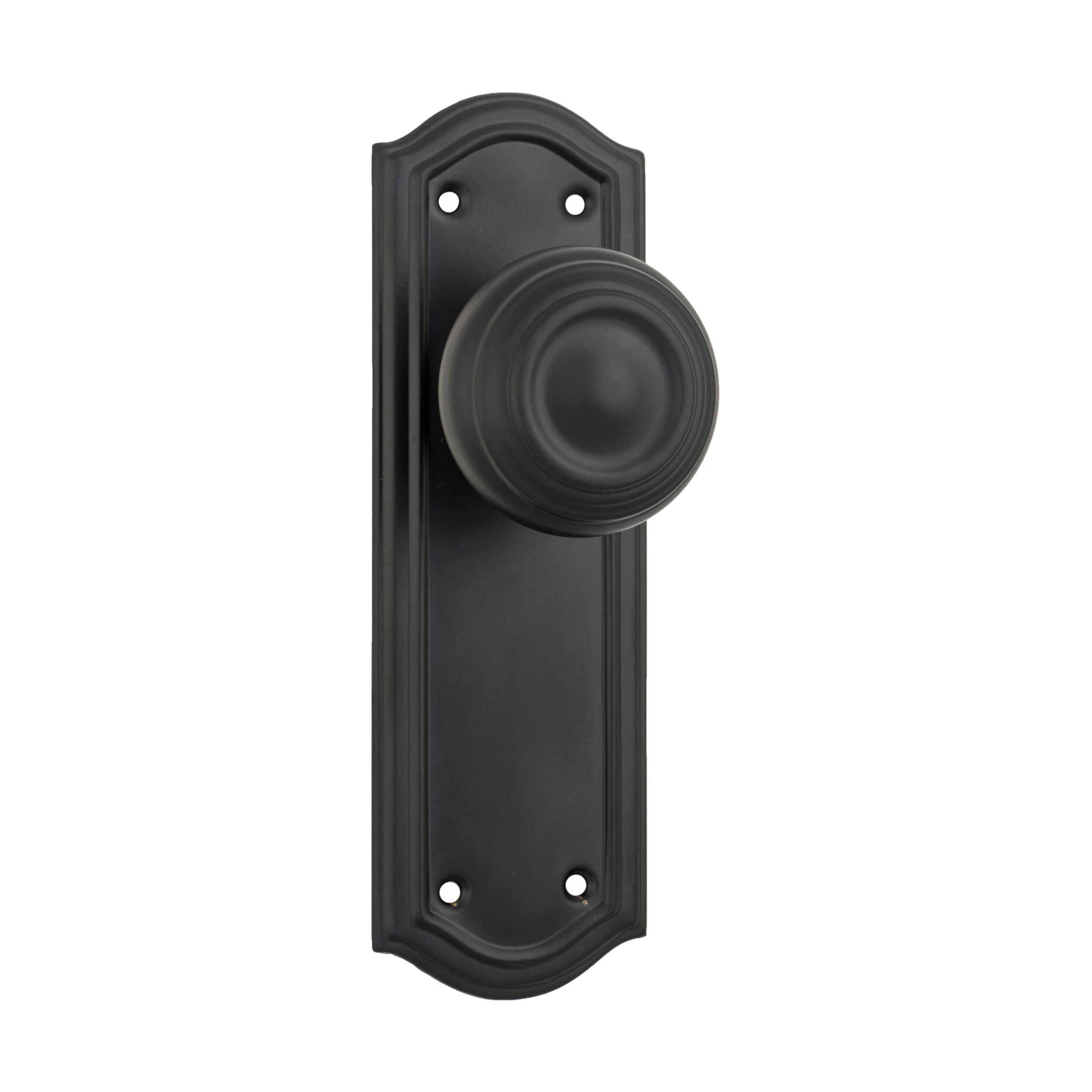 Kensington Matte Black Door Knob Latch Pair - 9632 (H175xP57xW58mm) - Perfect for Bedroom, Bathroom & Interior Doors