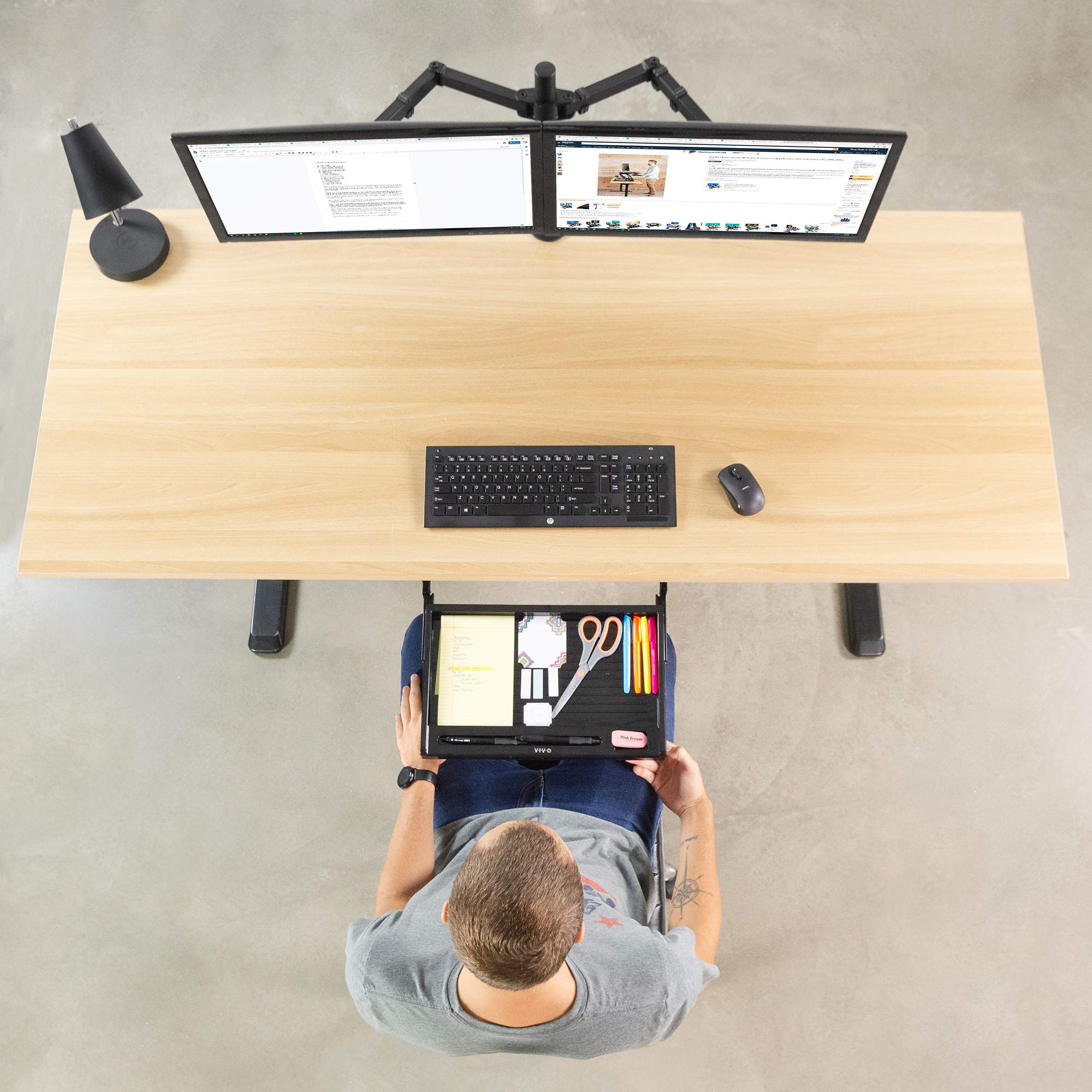 VIVO 17 Inch Under Desk Slide-Out Pencil Drawer Organizer - Slim Black Storage Tray for Home Office, Study, or Workspace - Fits Under Most Desks (Model DESK-AC04D) - Perfect for Pens, Markers, Sticky Notes & Office Supplies