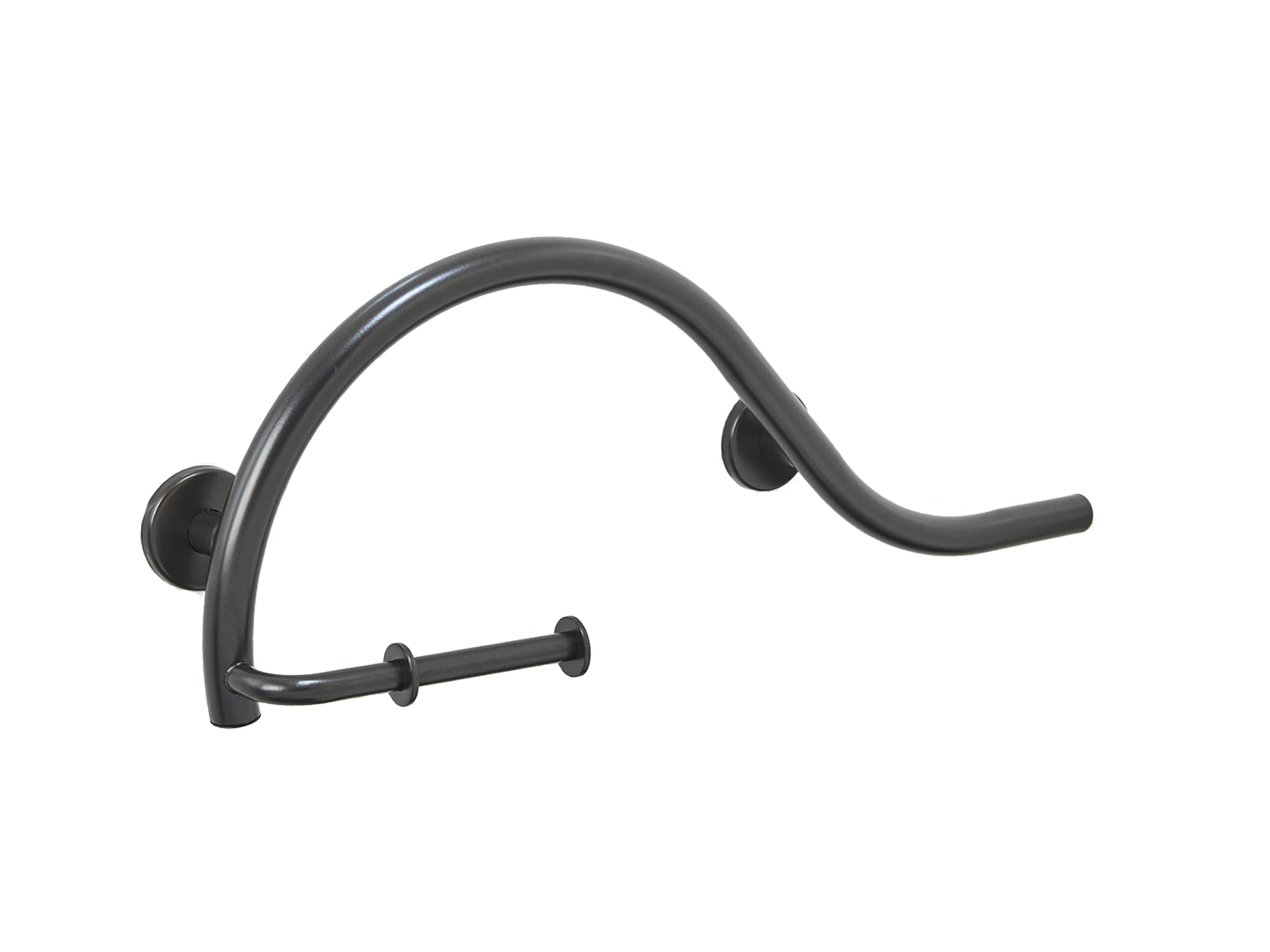 **ADA Compliant Grab Bar Toilet Paper Holder - 304 Stainless Steel Bathroom Safety Handrail for Elderly & Handicap - Right Side Oil Rubbed Bronze (30