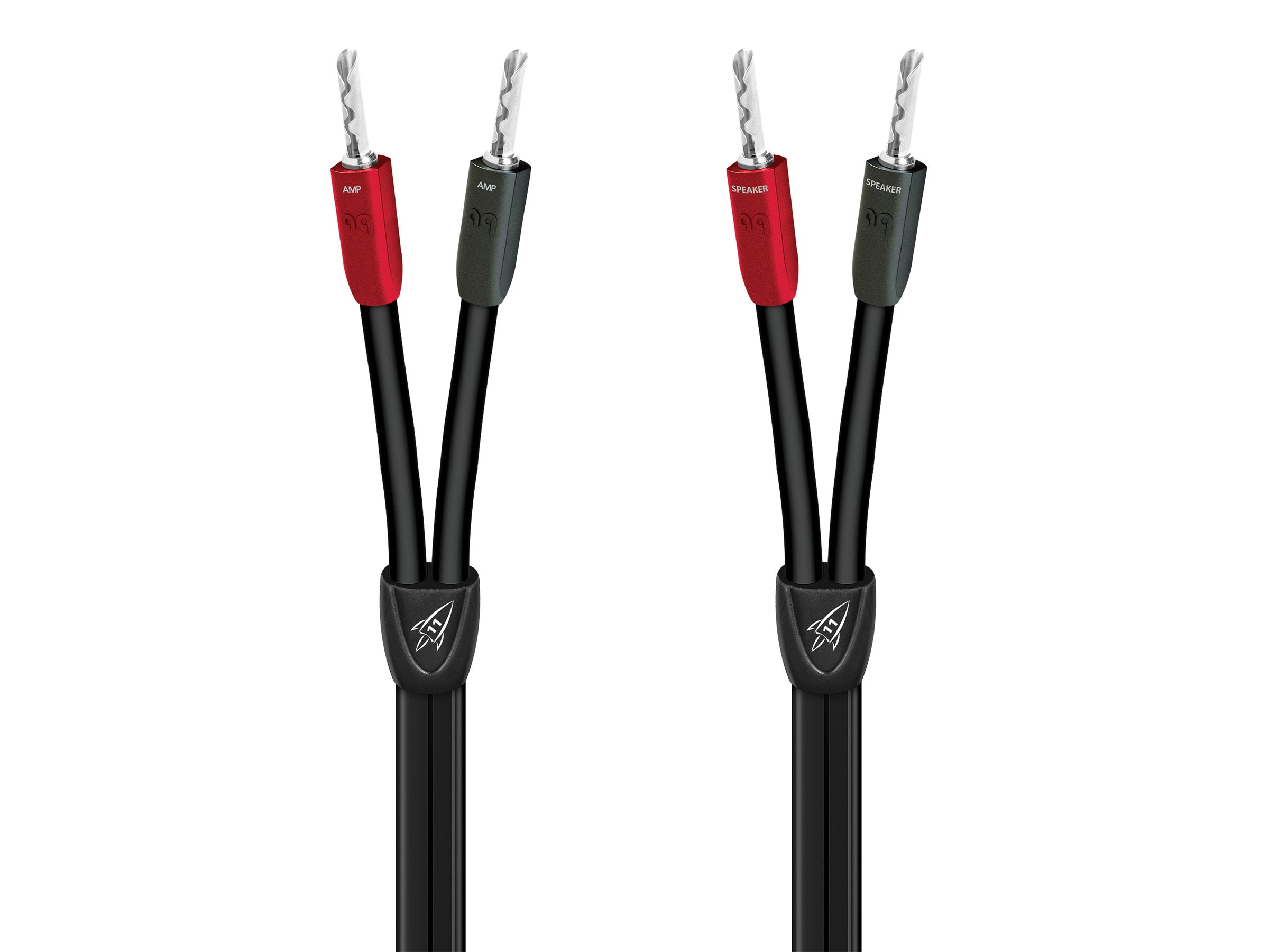 Audioquest Rocket 11 Speaker Cable Pair - 2 Amplifier Banana Plugs & 2 Speaker Banana Plugs - High-End Audio Cable for Home Theater & Hi-Fi Systems - Perfect for Connecting Amplifiers to Speakers in Audiophile Setups