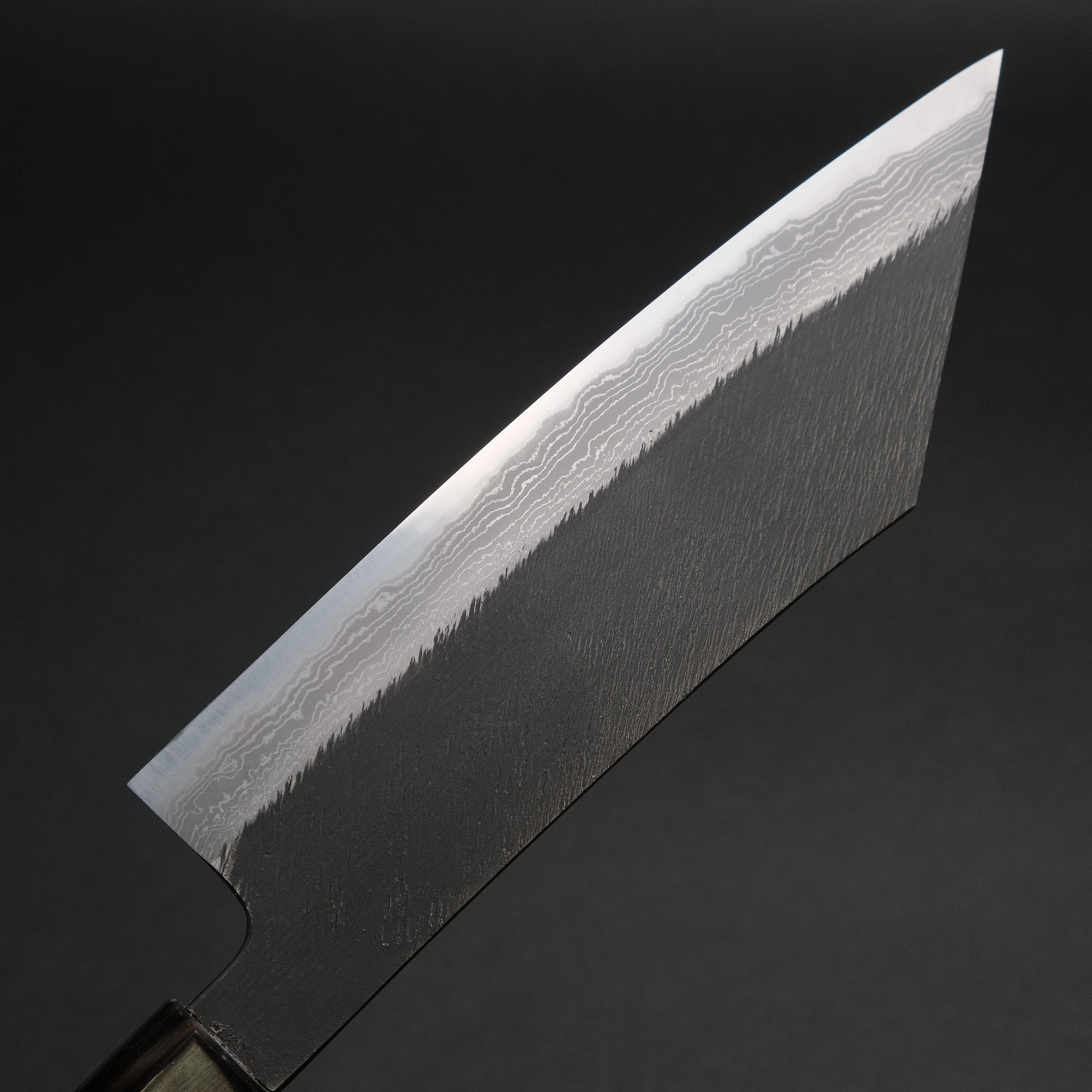Premium Ajikataya White #2 Matsuba Damascus Hakata 180mm Kitchen Knife - Olive Wood & Buffalo Horn Handle (#25) - Perfect for Sushi, Sashimi & Japanese Cuisine Preparation