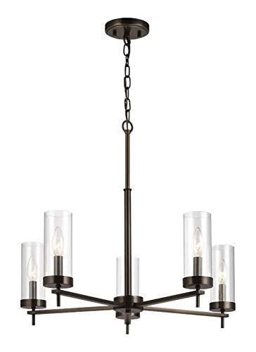 Seagull Lighting 3190305-778 Modern 5-Light Chandelier - Brushed Oil Rubbed Bronze Finish - Contemporary Dining Room & Foyer Lighting Fixture