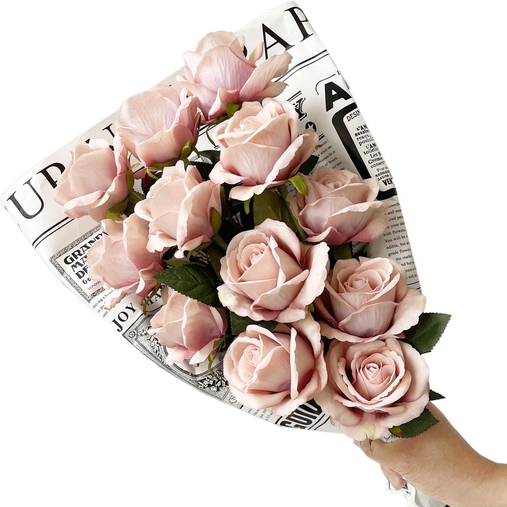12 Pcs Artificial Silk Roses - Real Touch Faux Rose Flowers with Long Stems for Wedding Bouquets, Home Decor, Party & Garden Floral Arrangements - Elegant Centerpieces for Tables, Vases & DIY Crafts