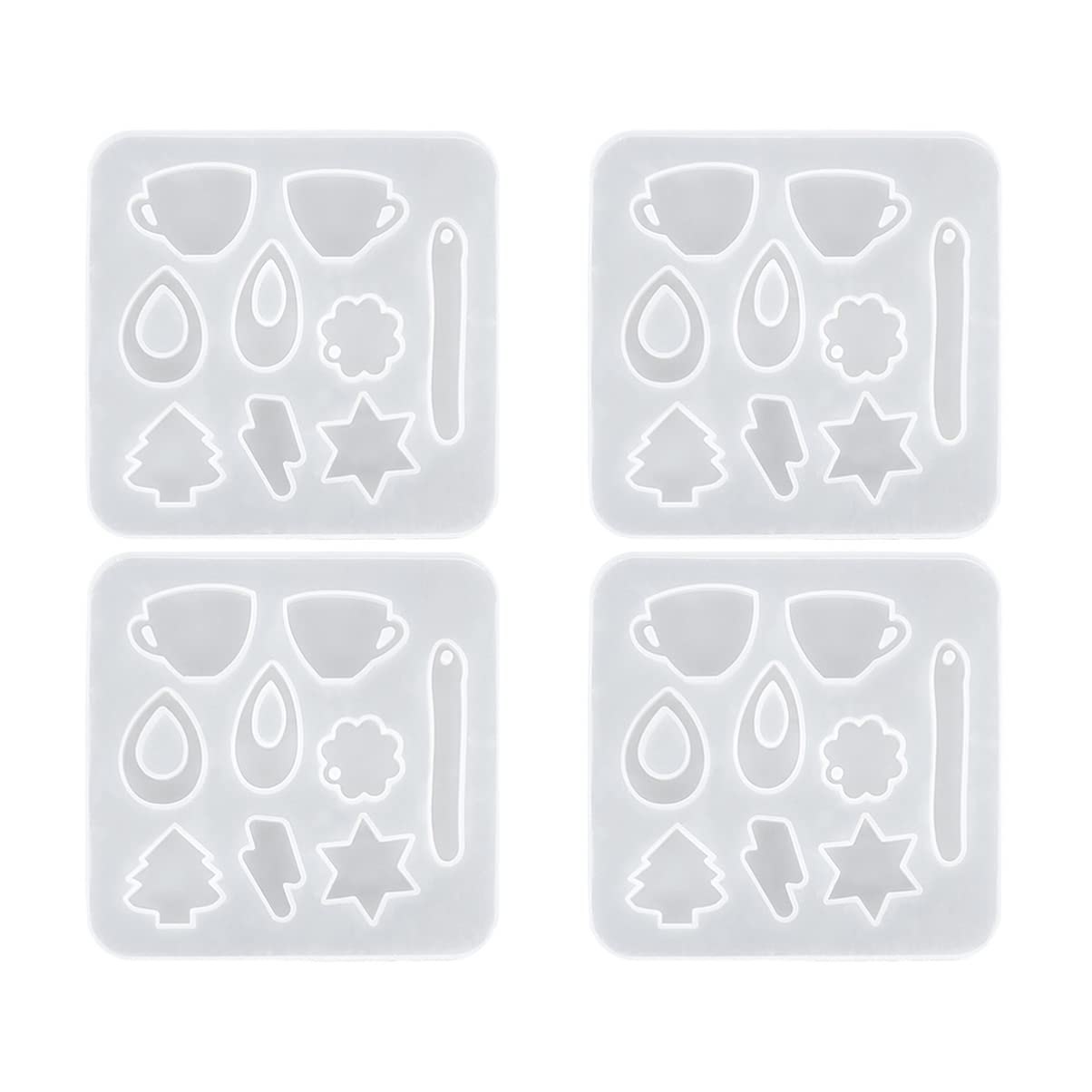 COHEALI 4-Piece Geometric Silicone Resin Jewelry Mold Set - DIY Earring Pendant Casting Molds for Epoxy Crystal Jewelry Making - Perfect for Handmade Gifts & Craft Projects