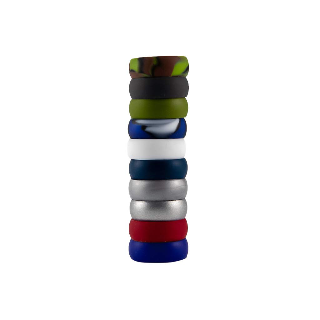 10 Pack Silicone Wedding Rings for Men - Durable, Comfortable & Hypoallergenic - Perfect for Gym, Swimming, Travel & Outdoor Activities