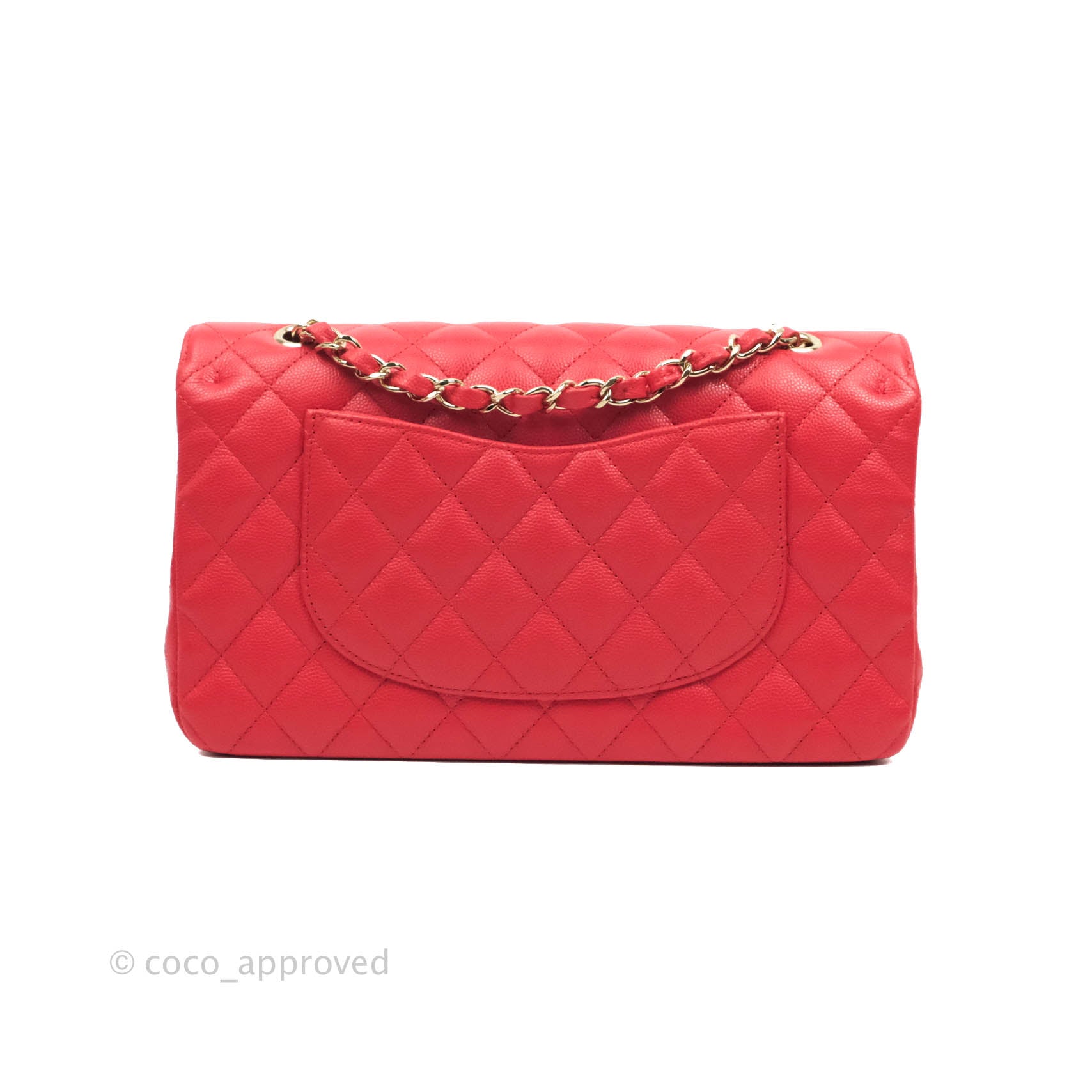 Chanel Classic M/L Medium Double Flap Bag in Chilli Red Caviar Leather with Gold Hardware 19C - Luxury Designer Handbag for Women, Perfect for Parties, Dating & Special Occasions