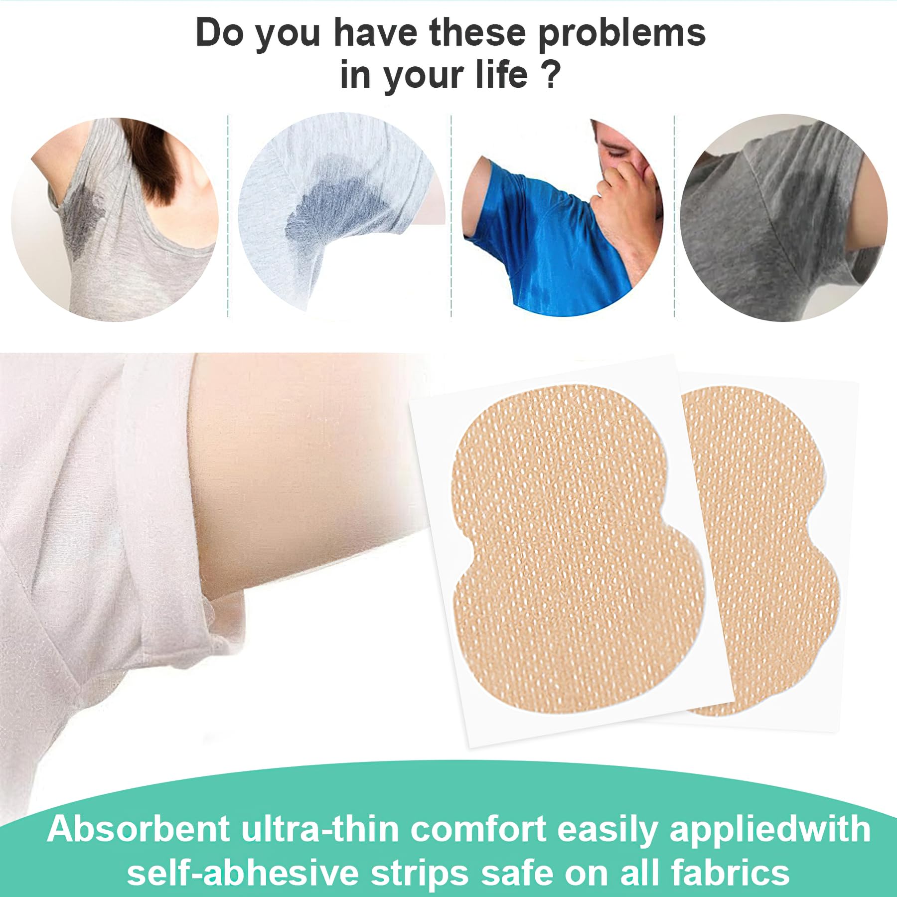 20 Pcs Invisible Self-Adhesive Underarm Sweat Pads for Men & Women - Disposable, Odor Control & Sweat-Absorbing Armpit Stickers (9.5x12.5cm/3.74x4.92inch) - Perfect for Workouts, Business Attire & Daily Comfort