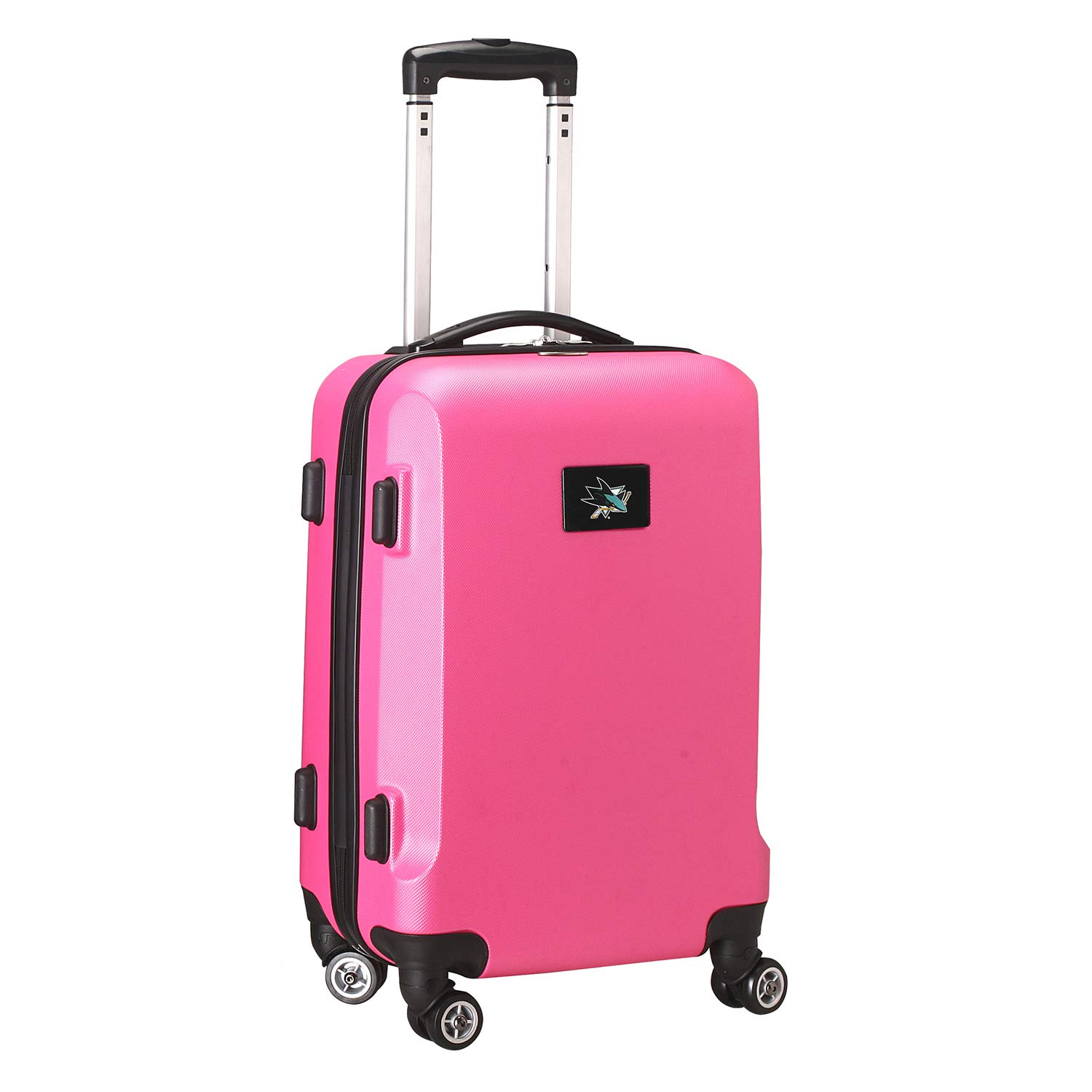 San Jose Sharks NHL Official Carry-On Hard Spinner Luggage - Pink | Durable Travel Suitcase for Hockey Fans, Airplane & Weekend Trips
