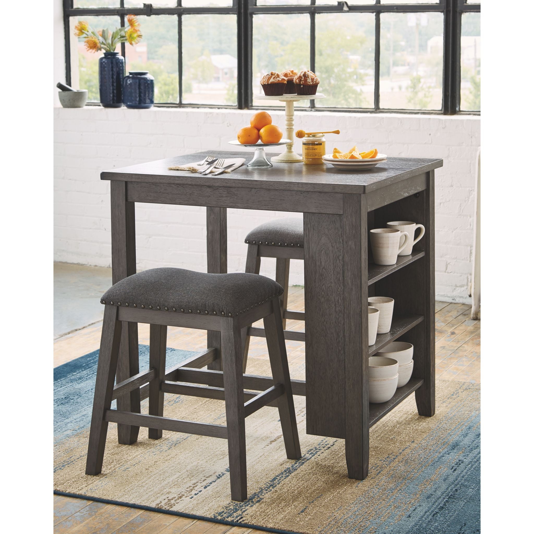 Caitbrook 5-Piece Counter Height Dining Set - Modern Kitchen Table and Stools for Small Spaces - Perfect for Breakfast Nook, Apartment, or Bar Area