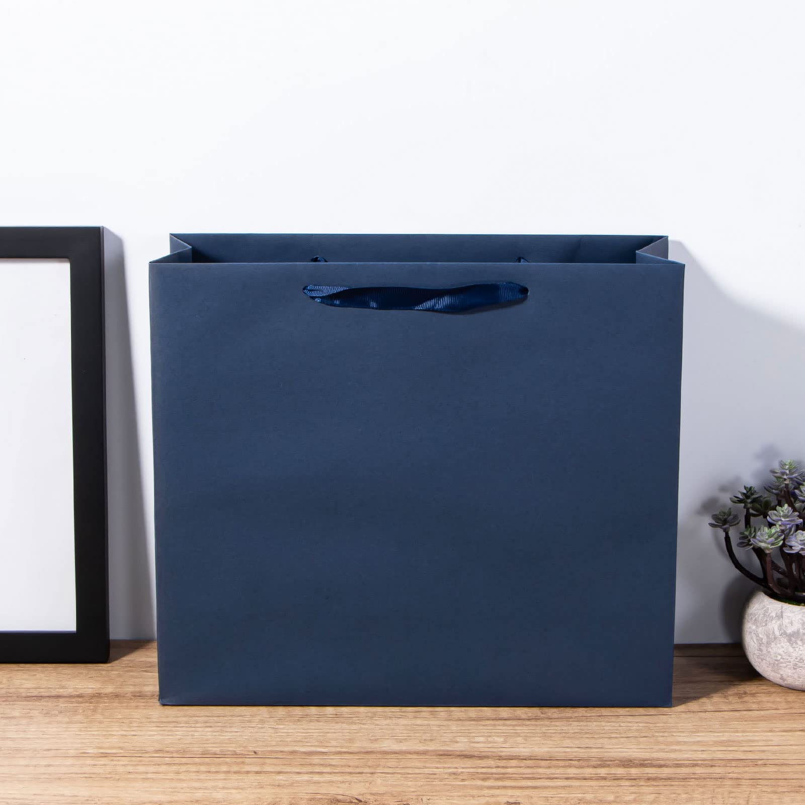 Navy Blue Kraft Paper Gift Bags with Handles 12.5x4.5x11 Inch - 20 Pack for Parties, Shopping, Retail & Business | Eco-Friendly Merchandise Bags for Gifts, Events & Store Packaging