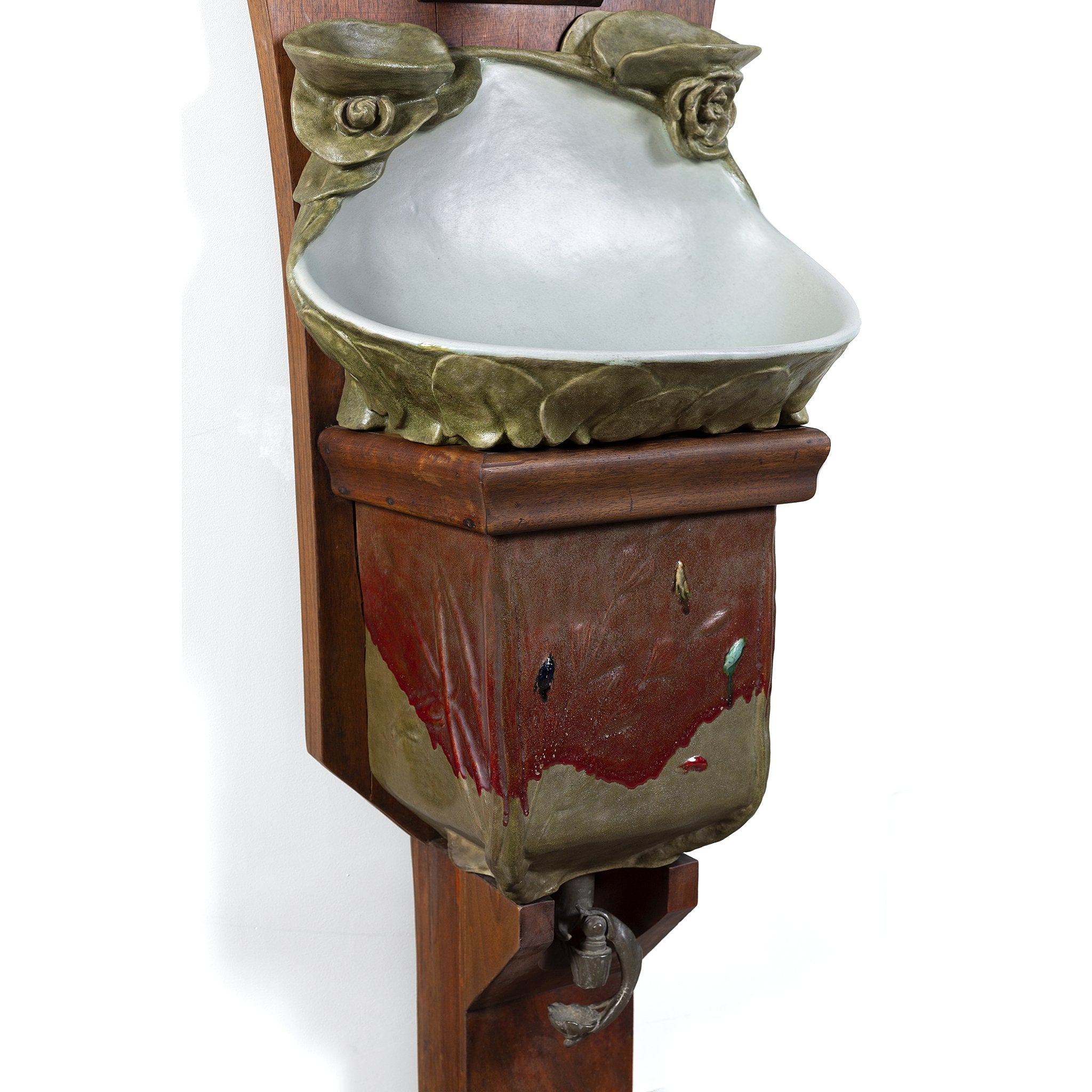François Rupert Carabin Ceramic Fountain Basin - Elegant Outdoor Garden Water Feature for Patio, Yard, and Landscape Decor