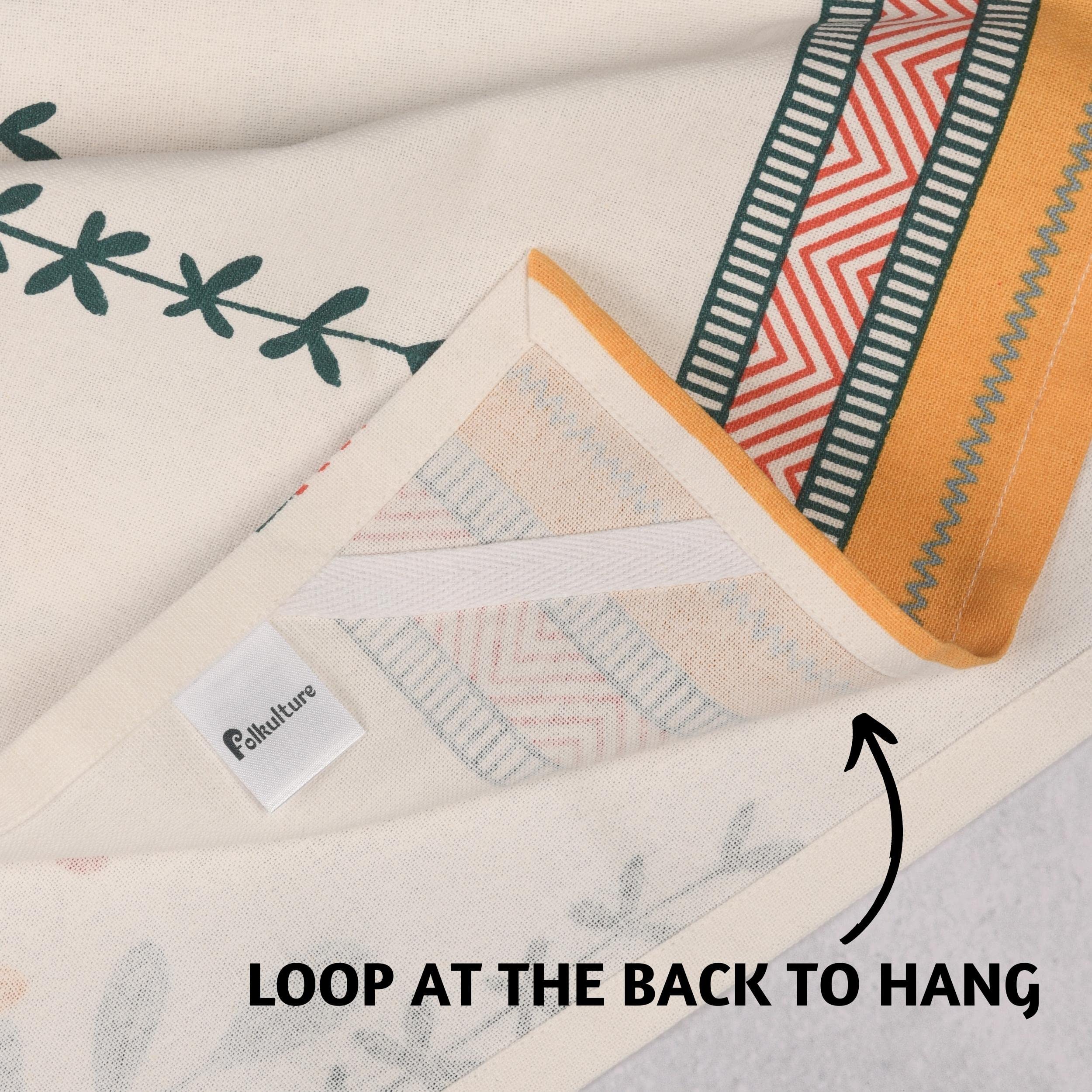 Farmhouse Kitchen Towels & Placemats Set of 6 - Cotton Dishcloths with Hanging Loop, Boho Decoration for Dining Table, Countertop, and Kitchen Decor