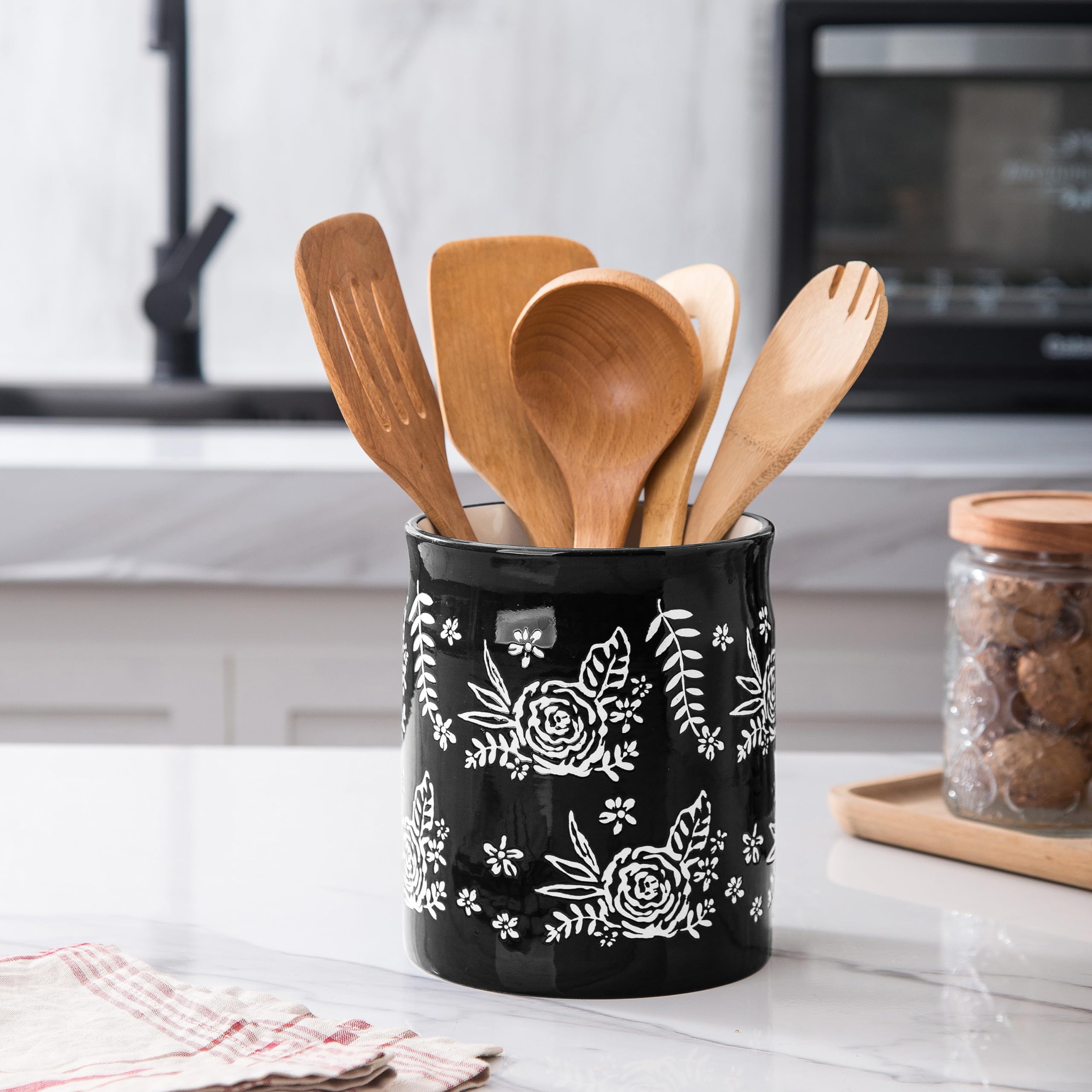 Wisenvoy Kitchen Utensil Holder - Countertop Organizer for Cooking Utensils, Spoons & Spatulas - Perfect for Kitchen Counter, Stove & Dining Table Organization