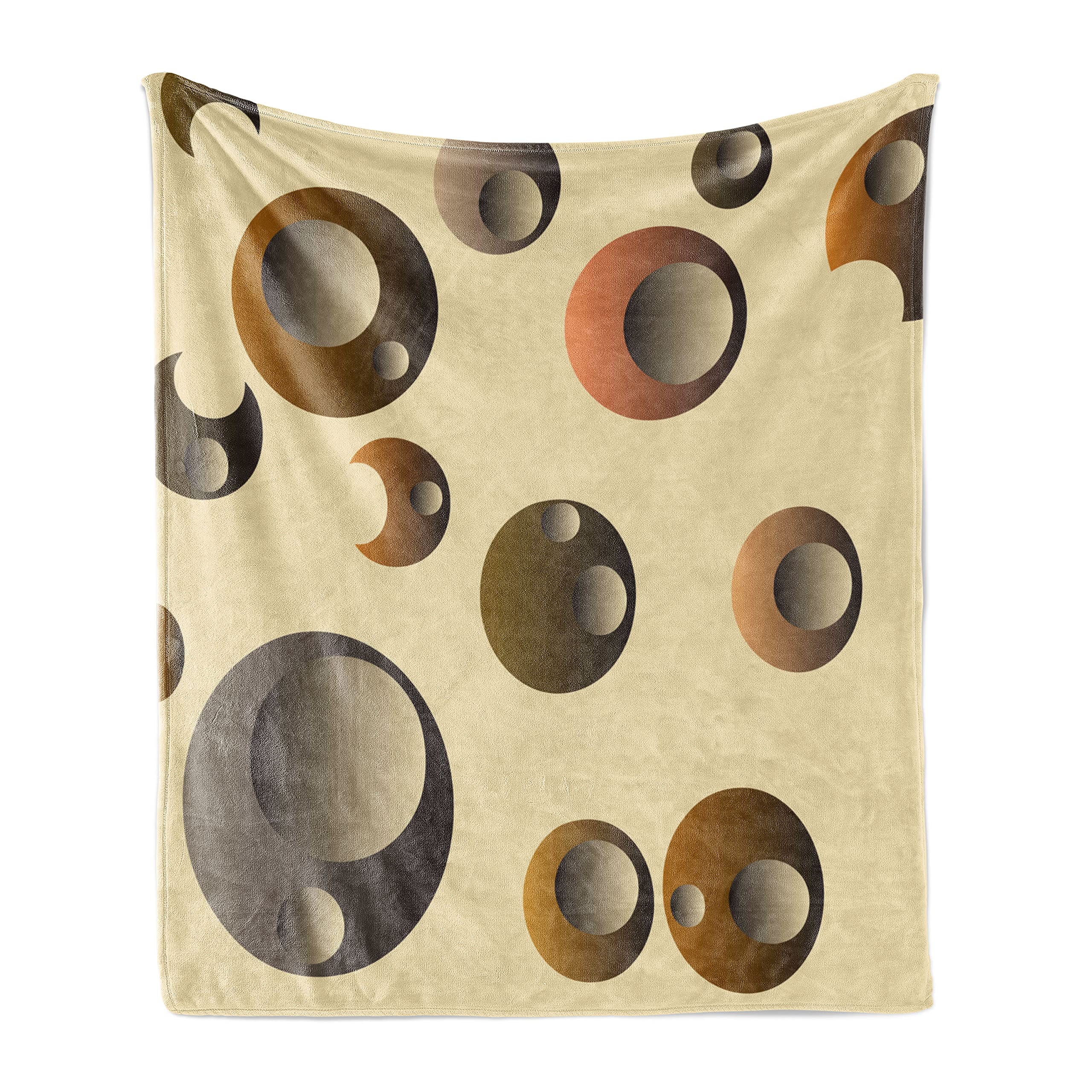 Ambesonne Retro Throw Blanket - Abstract Funky Bubbles Design, Soft Flannel Fleece Accent Blanket (60