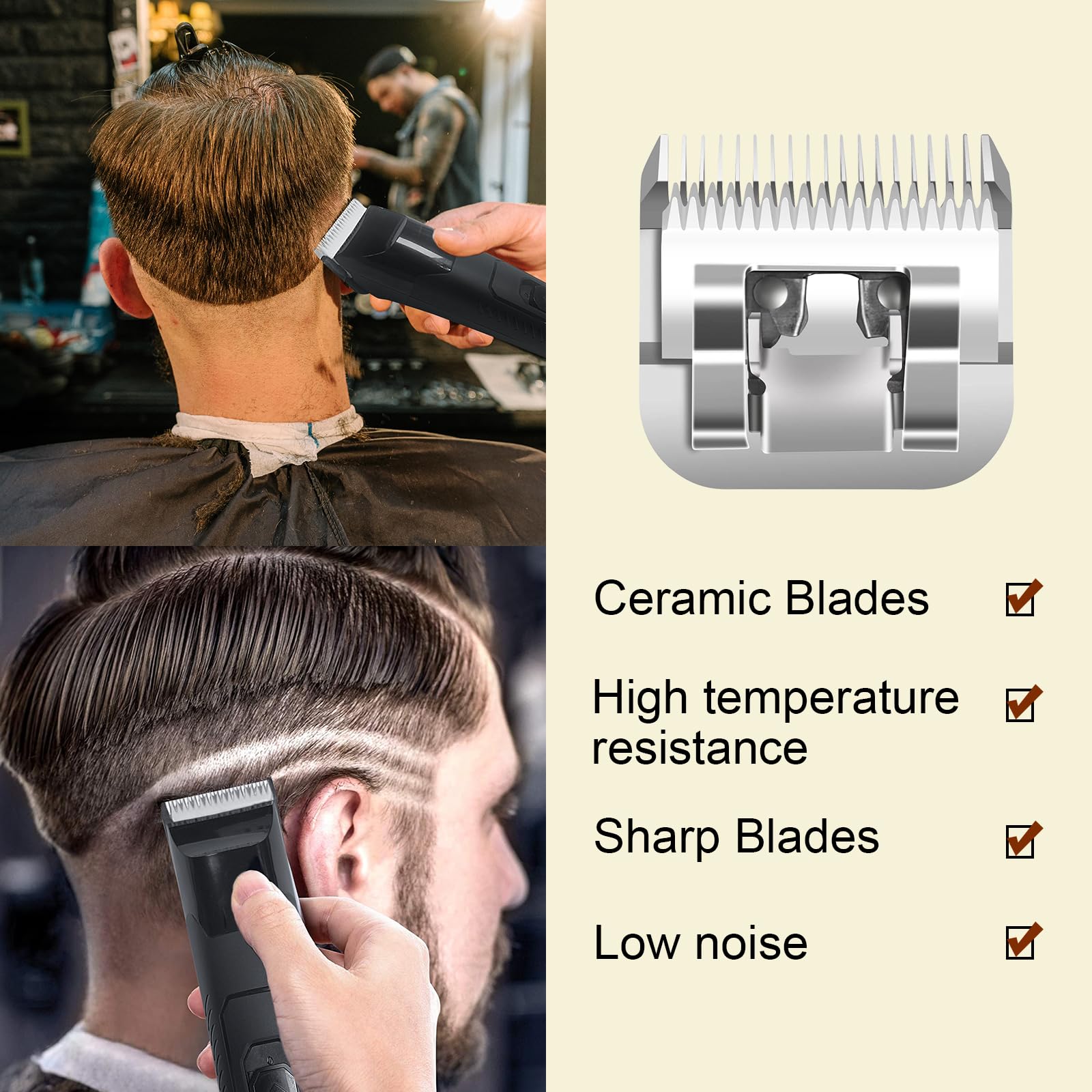 5-Pack Professional Ceramic Replacement Blades for Oster Classic 76, Power Pro, Power-Teq & Star-Teq Clippers - Also Fits Ainds Clippers (0.5-9.5mm) - Detachable Hair Cutting Blades for Barbers & Pet Grooming