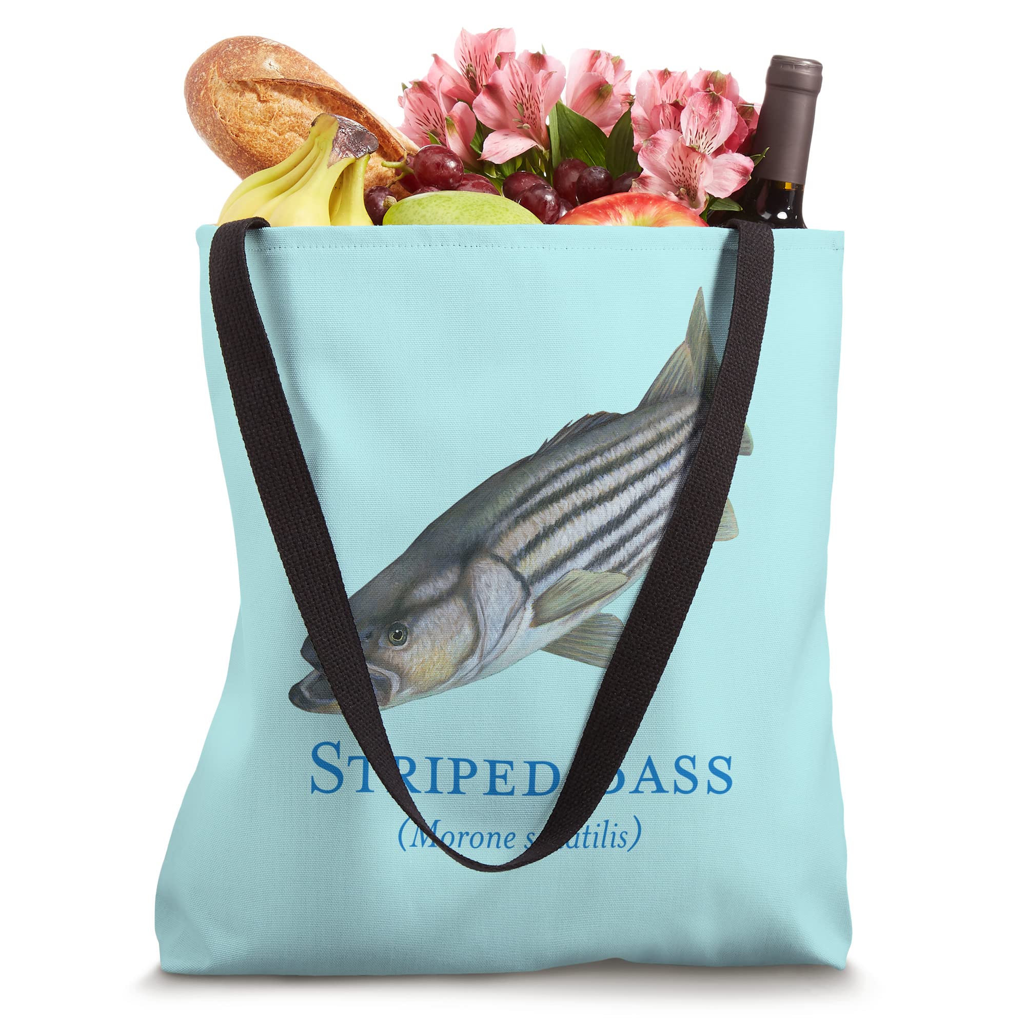 Striped Bass Fish Portrait Tote Bag - Eco-Friendly Cotton Canvas Shopping Bag for Groceries, Beach & Daily Use | Unique Fishing Gift for Anglers & Nature Lovers