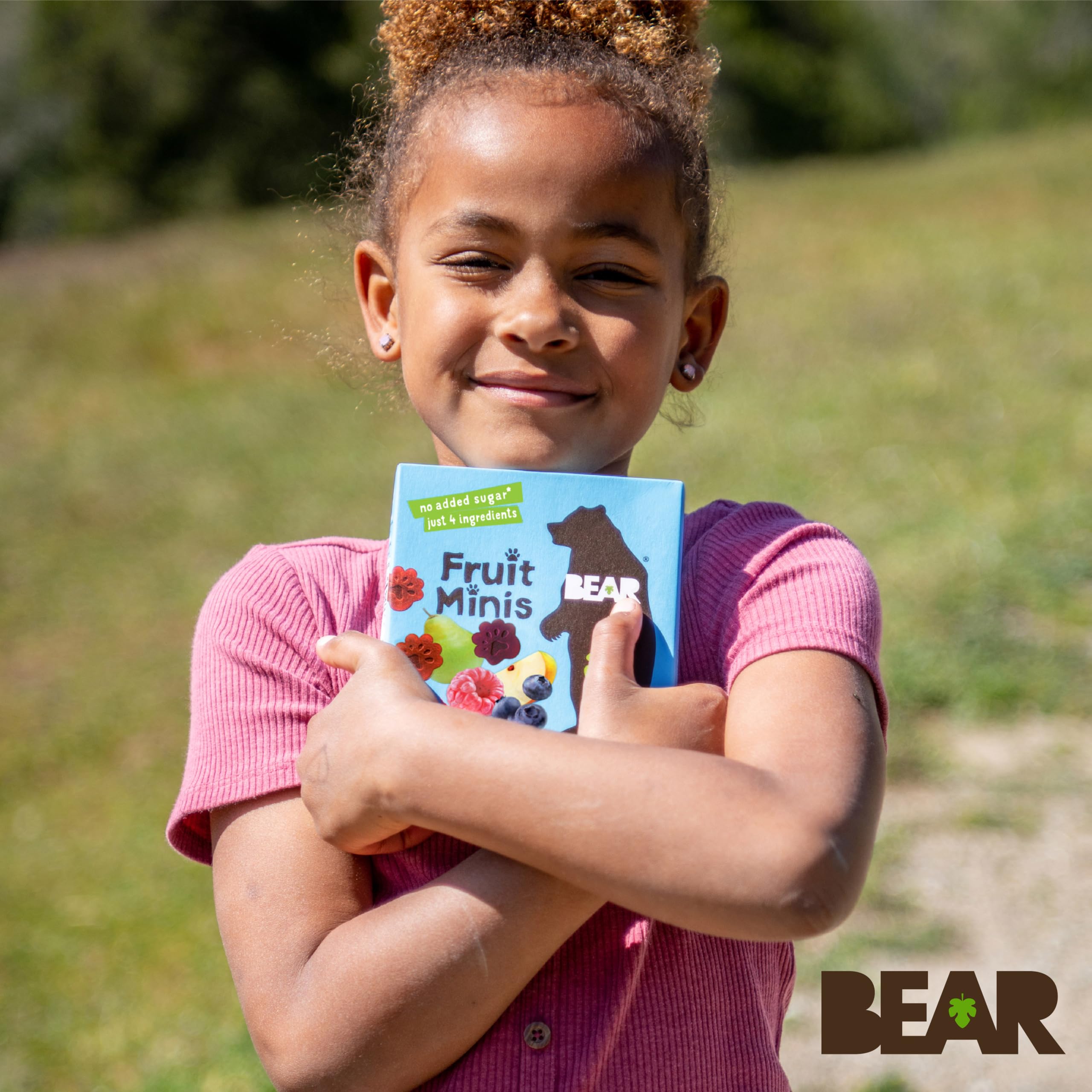 BEAR Real Fruit Snack Minis - Raspberry & Blueberry, No Added Sugar, All Natural, Non-GMO, Gluten Free, Vegan, Bite-Sized Healthy Snacks for Kids (3.5 oz) - Perfect for Lunchboxes, After-School Treats & On-the-Go Snacking