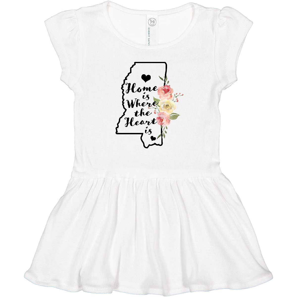 Inktastic Mississippi Home is Where The Heart is Watercolor Toddler Dress - Cute Outfit for Girls, Playdates & Family Photos