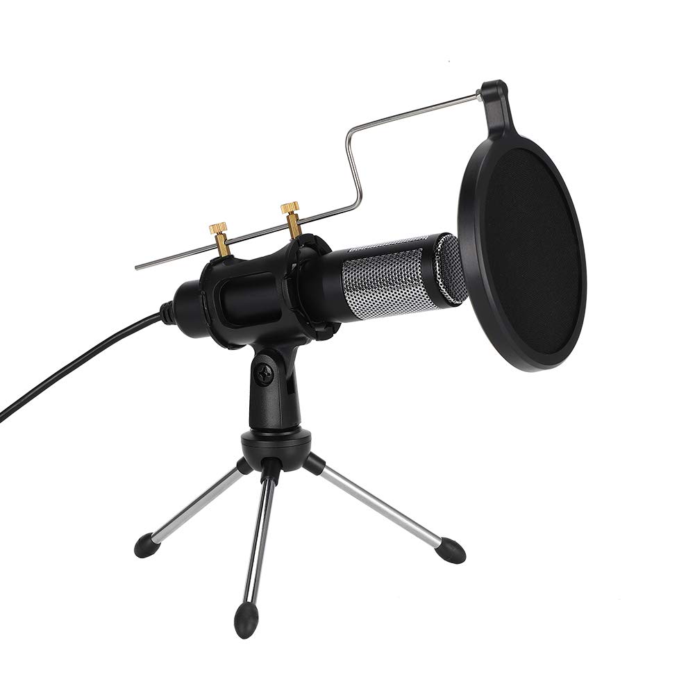 USB Noise Cancelling PC Microphone with Stereo Sound & Pop Filter - Professional Live Streaming, Gaming, Conference Mic for Desktop, Laptop (Includes Adjustable Holder & Spray Guard) - Perfect for Zoom Calls, Podcasting & Online Meetings