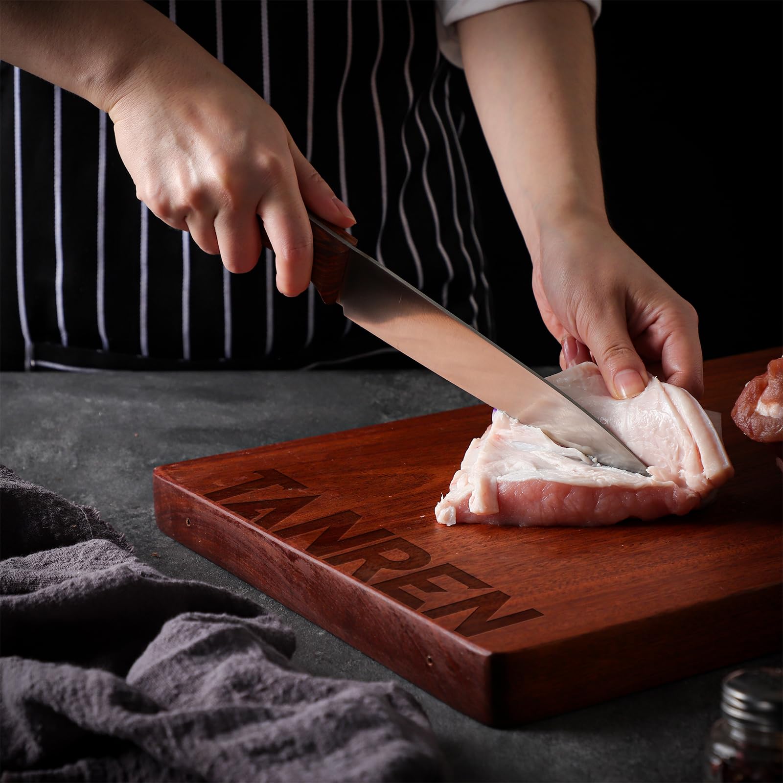 Premium 7 Inch Japanese Gyuto Chef Knife - Hand Forged High Carbon Stainless Steel Blade with Full Tang - Perfect for Professional Cooking, Sushi Preparation & Thanksgiving Gifts (Elegant Gift Box Included)